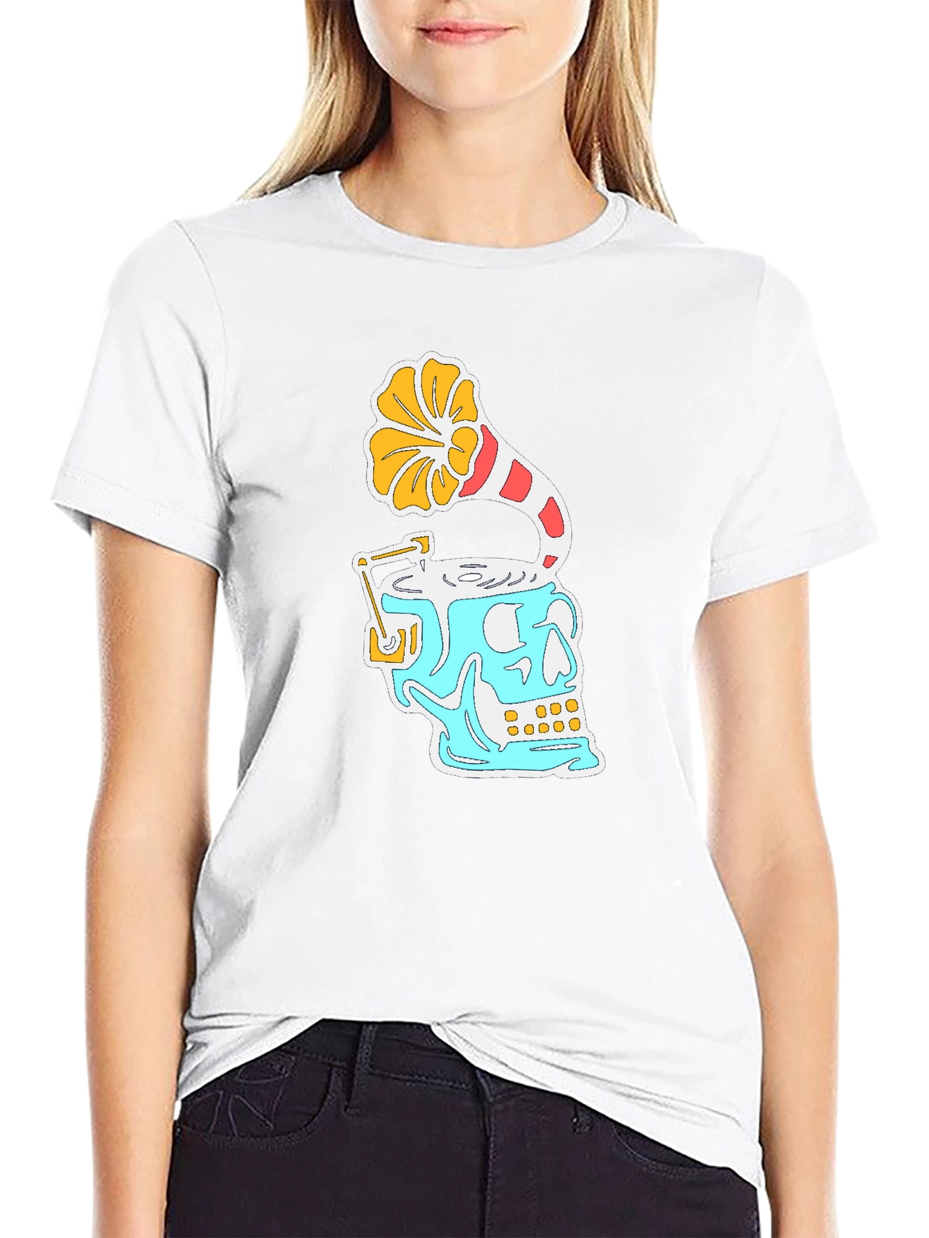 Skull Phonograph Black Graphic Tee