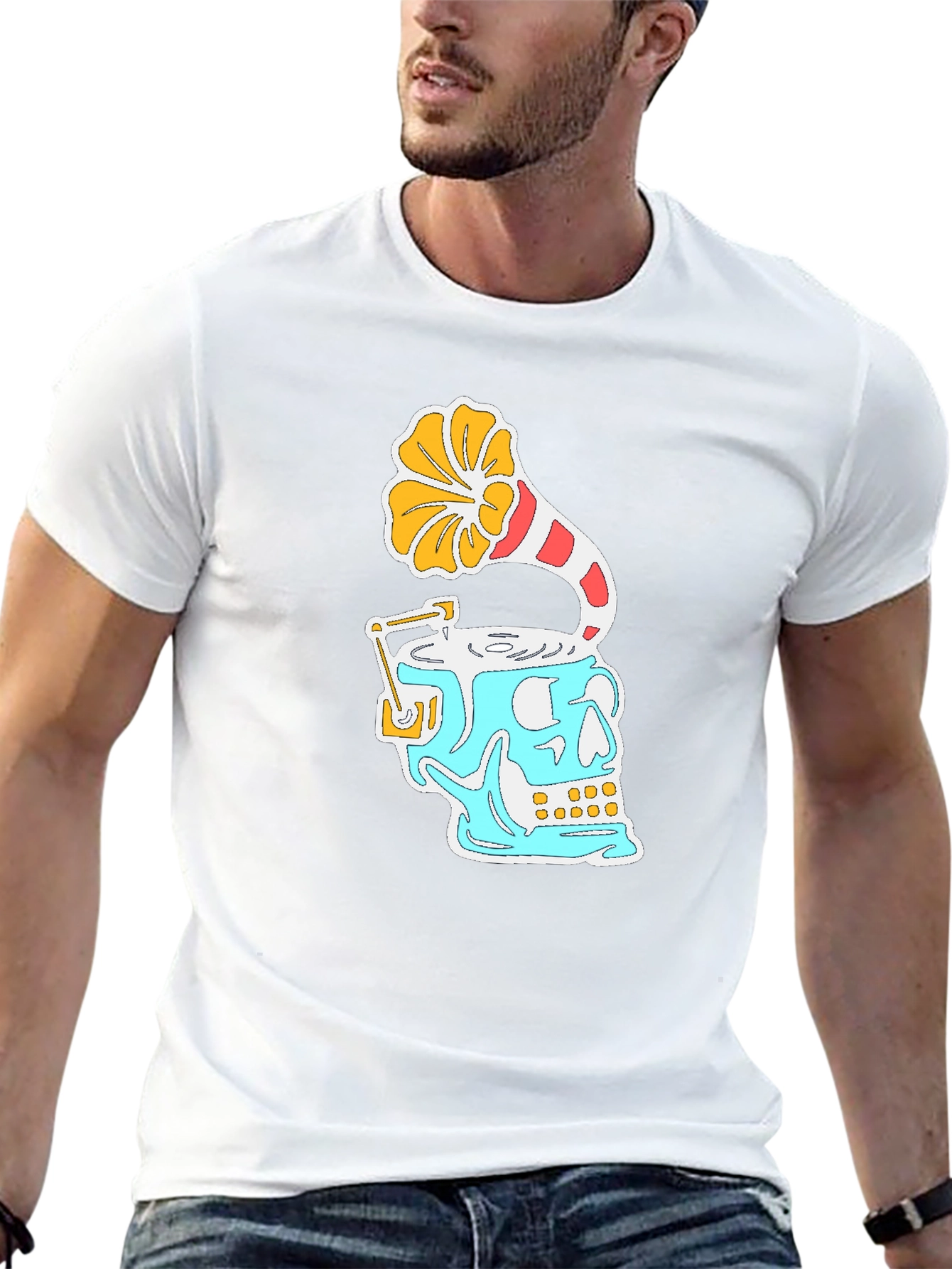 Skull Phonograph Black Graphic Tee