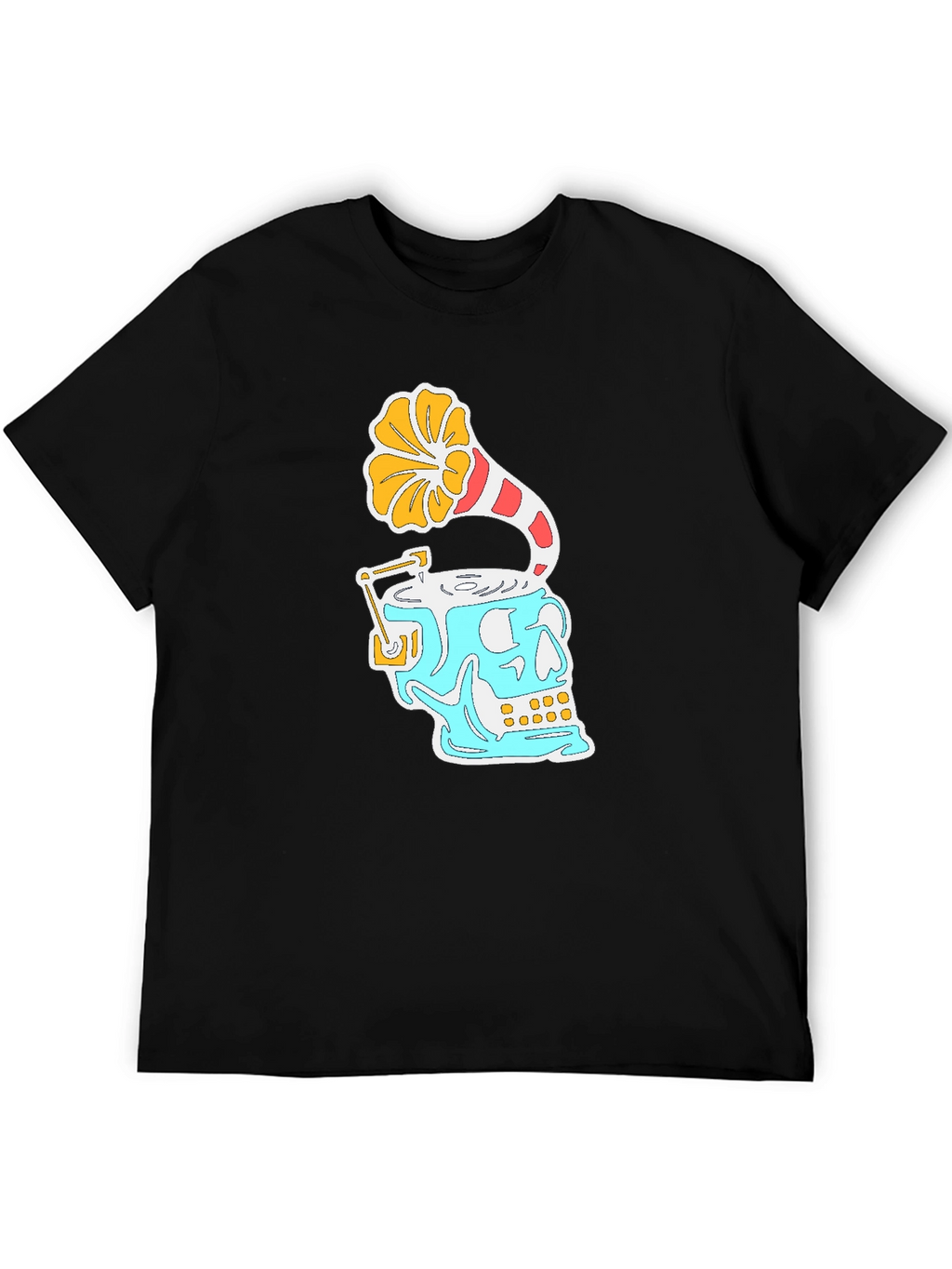 Skull Phonograph Black Graphic Tee