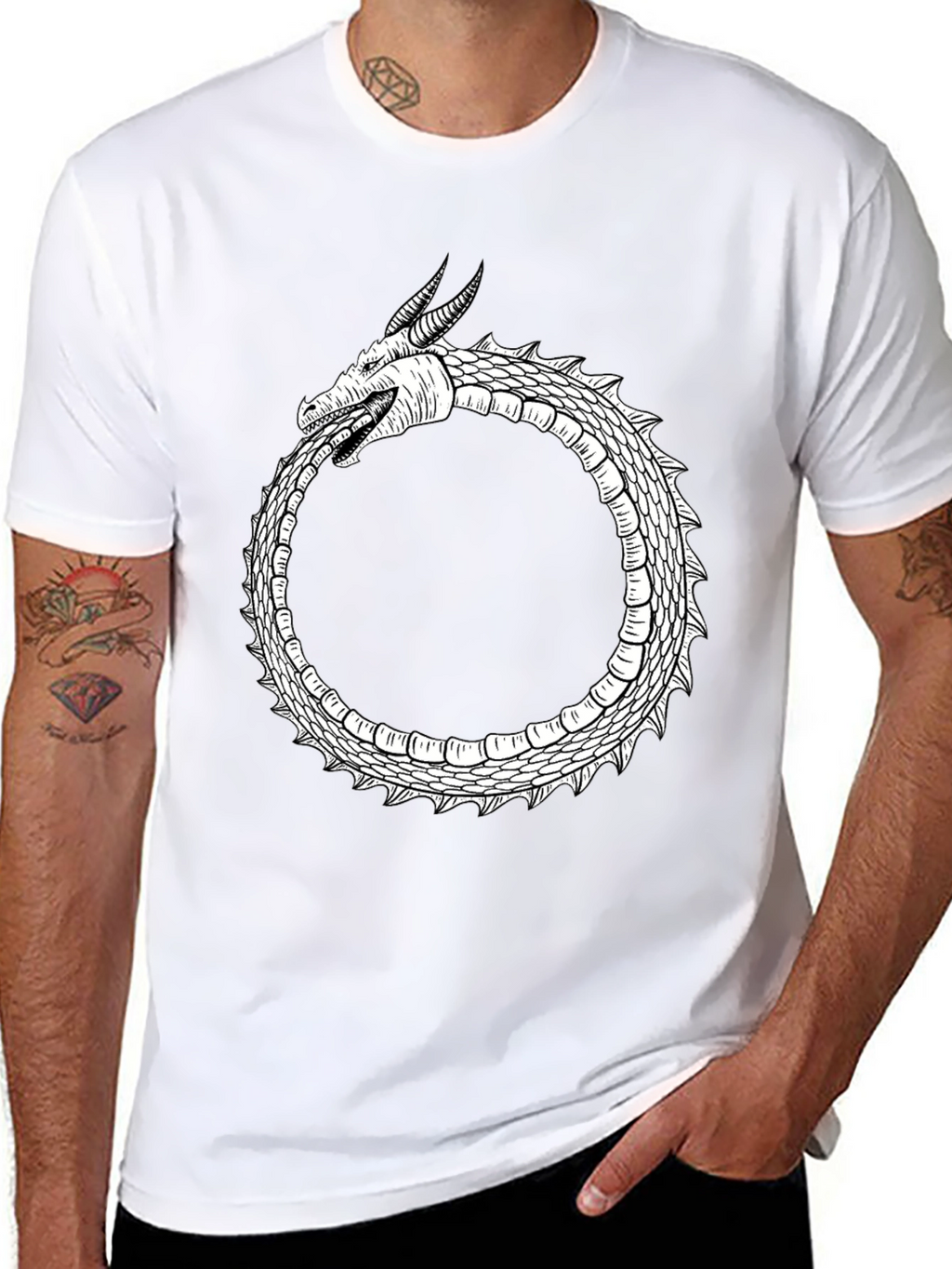 Ouroboros Dragon Graphic Tee - Black Cotton Blend