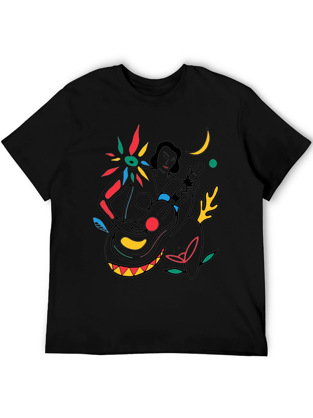 Abstract Musician Graphic Tee - Stylish Black T-Shirt