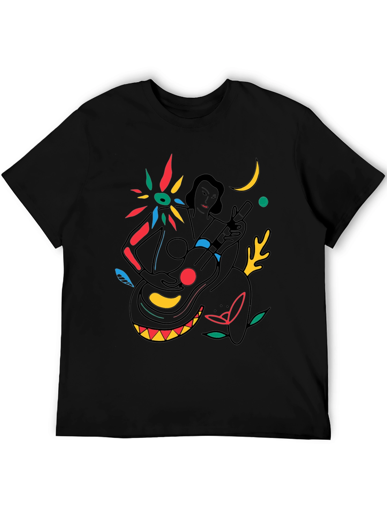 Abstract Musician Graphic Tee - Stylish Black T-Shirt