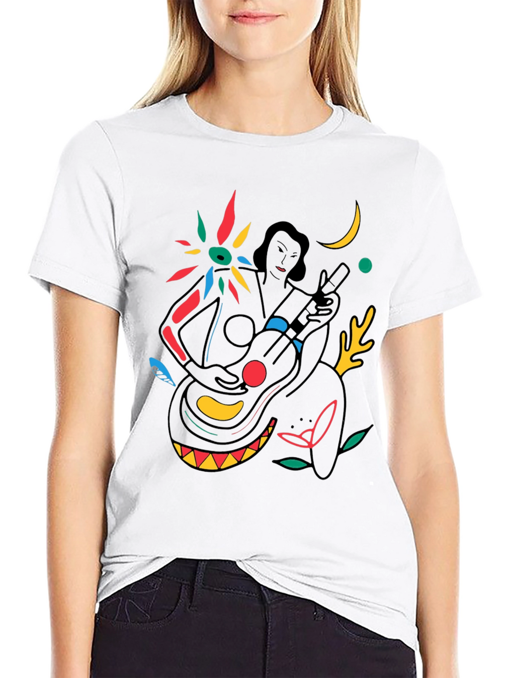 Abstract Musician Graphic Tee - Stylish Black T-Shirt