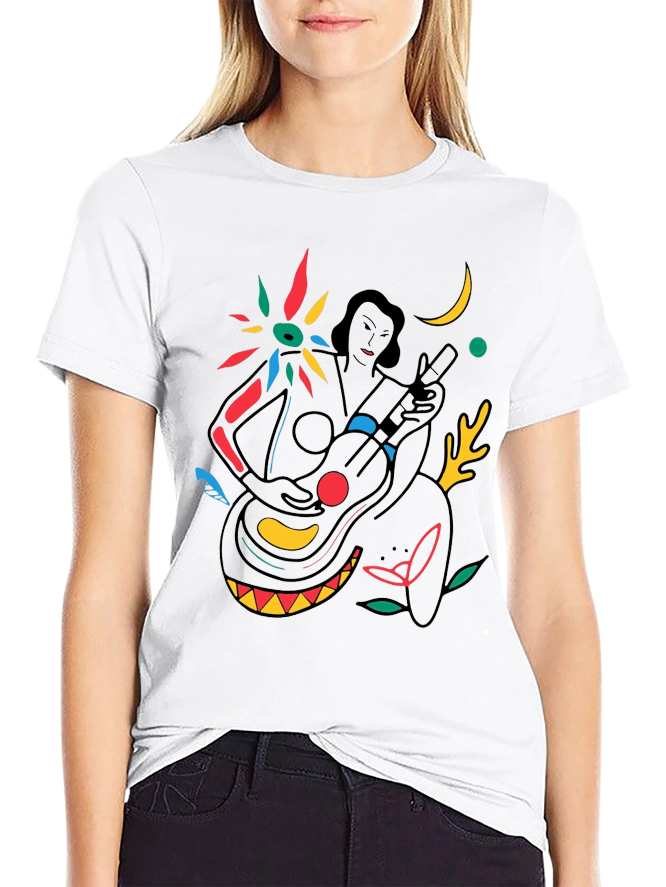 Abstract Musician Graphic Tee - Stylish Black T-Shirt