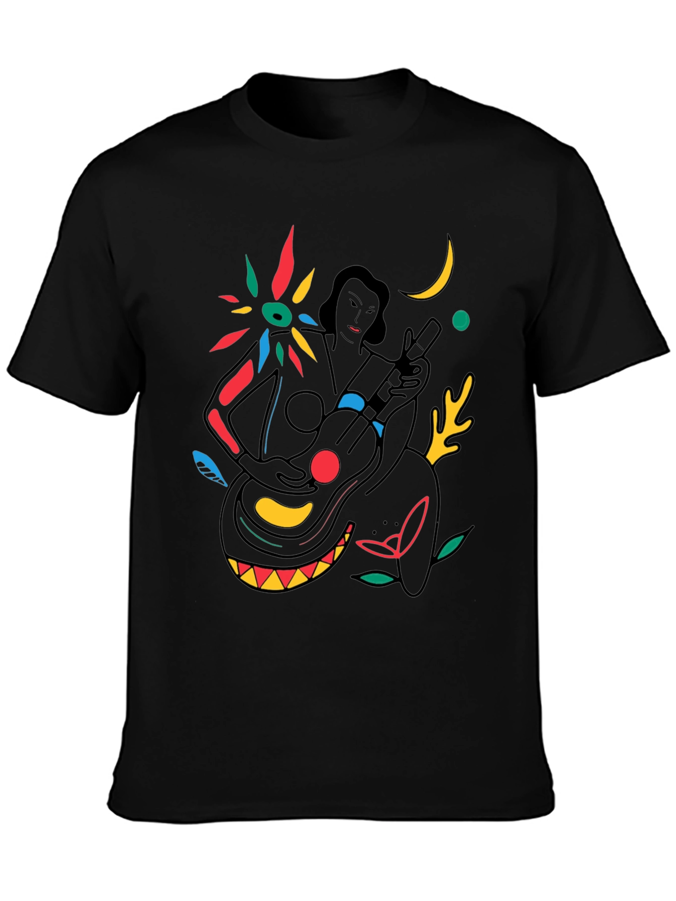 Abstract Musician Graphic Tee - Stylish Black T-Shirt