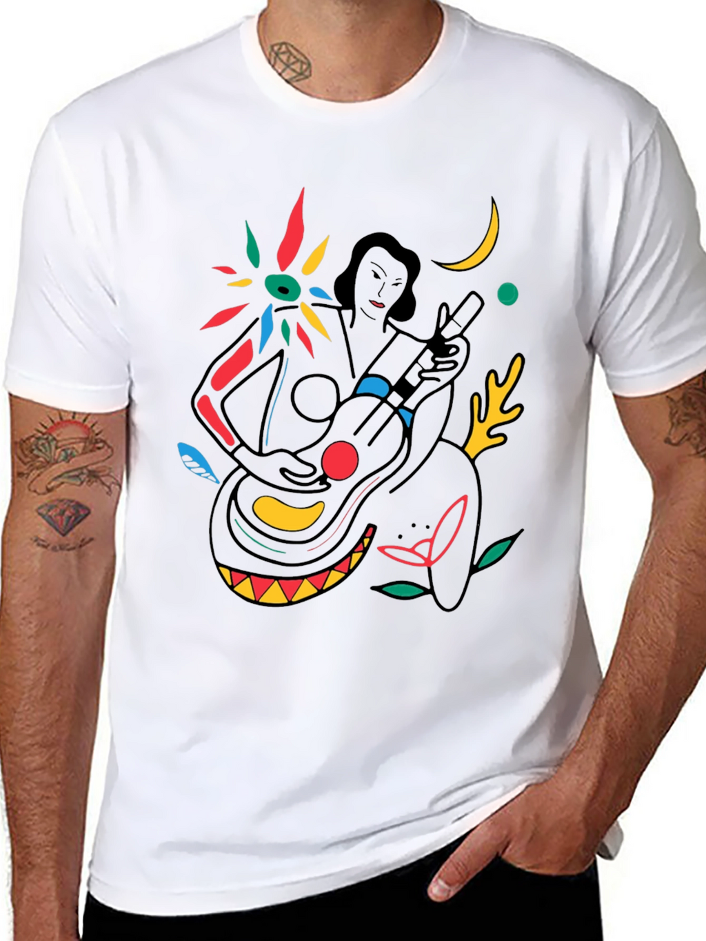 Abstract Musician Graphic Tee - Stylish Black T-Shirt