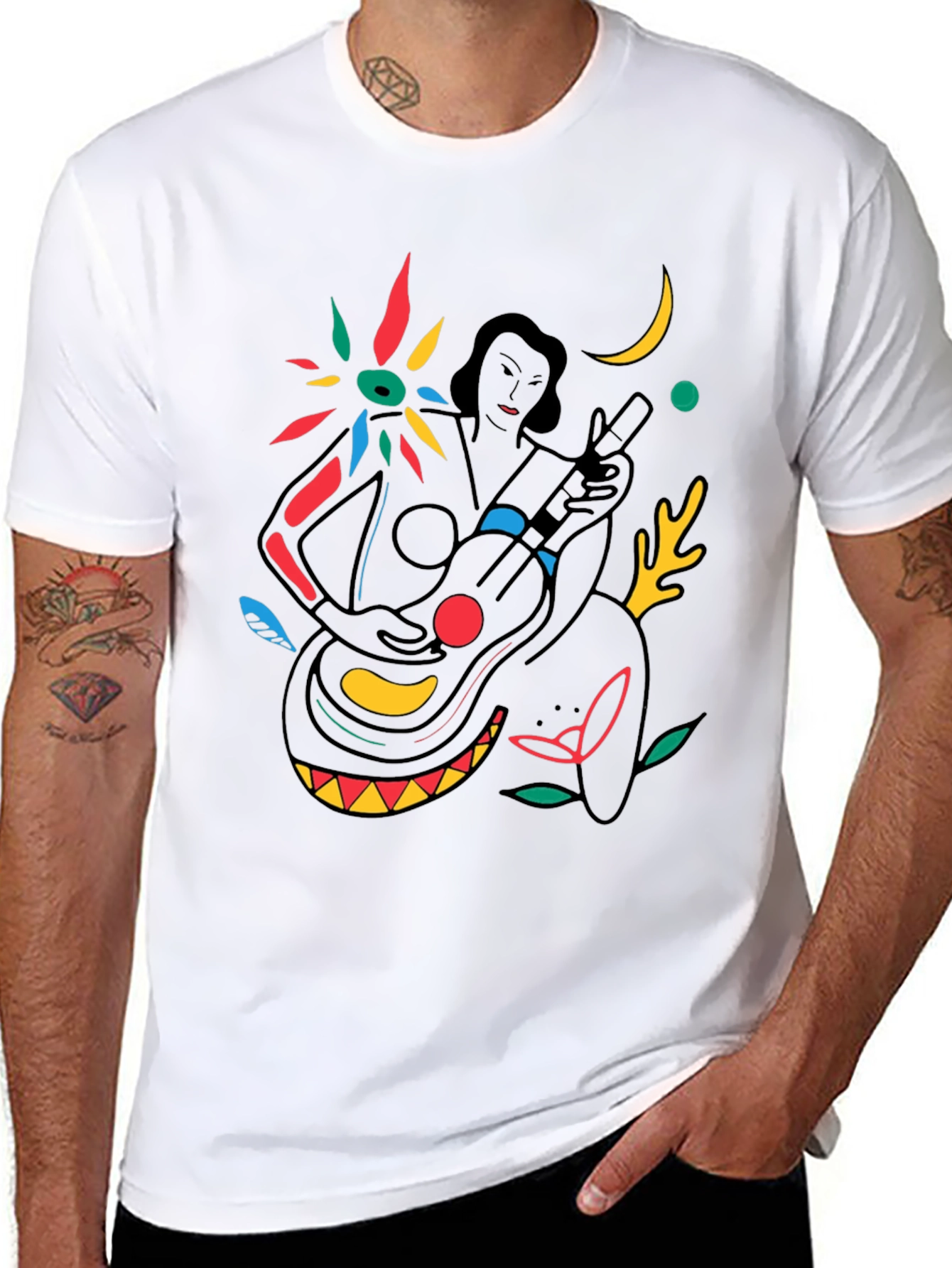 Abstract Musician Graphic Tee - Stylish Black T-Shirt