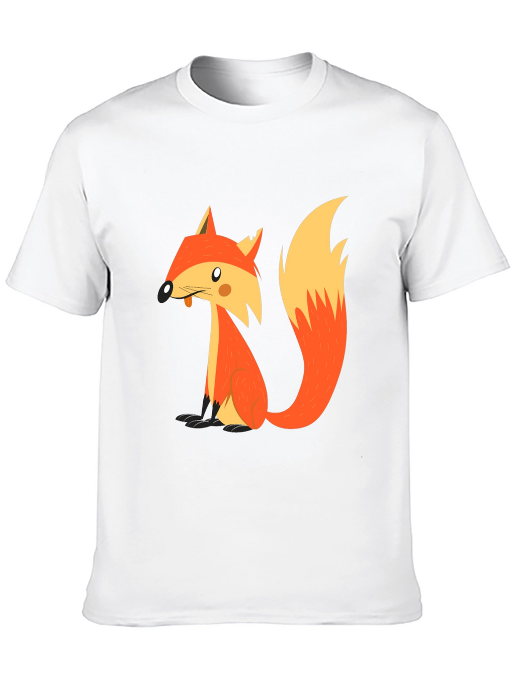Cartoon Fox Graphic T-Shirt - Black