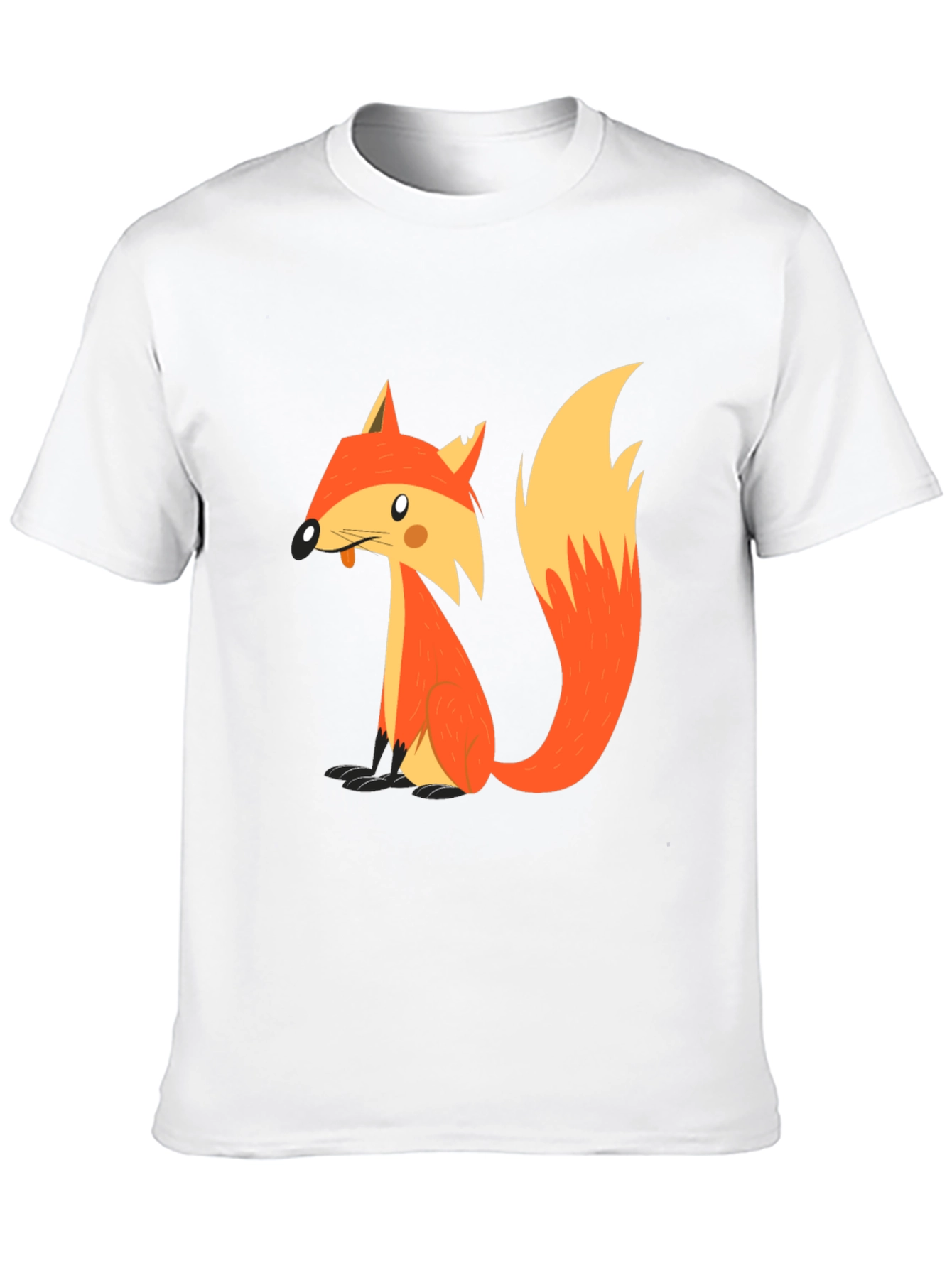 Cartoon Fox Graphic T-Shirt - Black