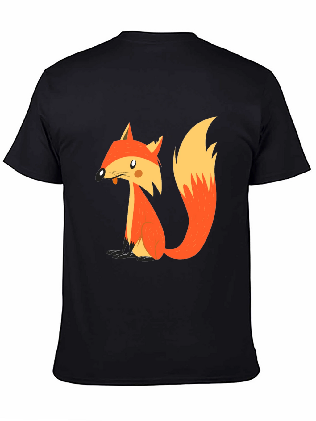 Cartoon Fox Graphic T-Shirt - Black