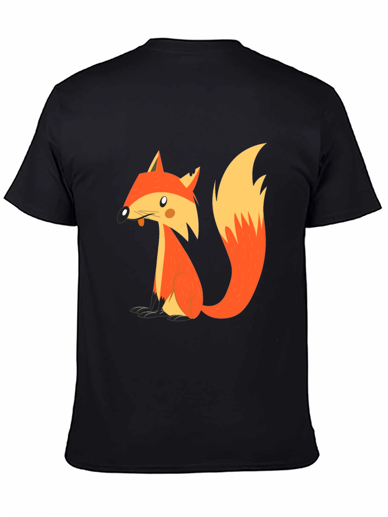 Cartoon Fox Graphic T-Shirt - Black
