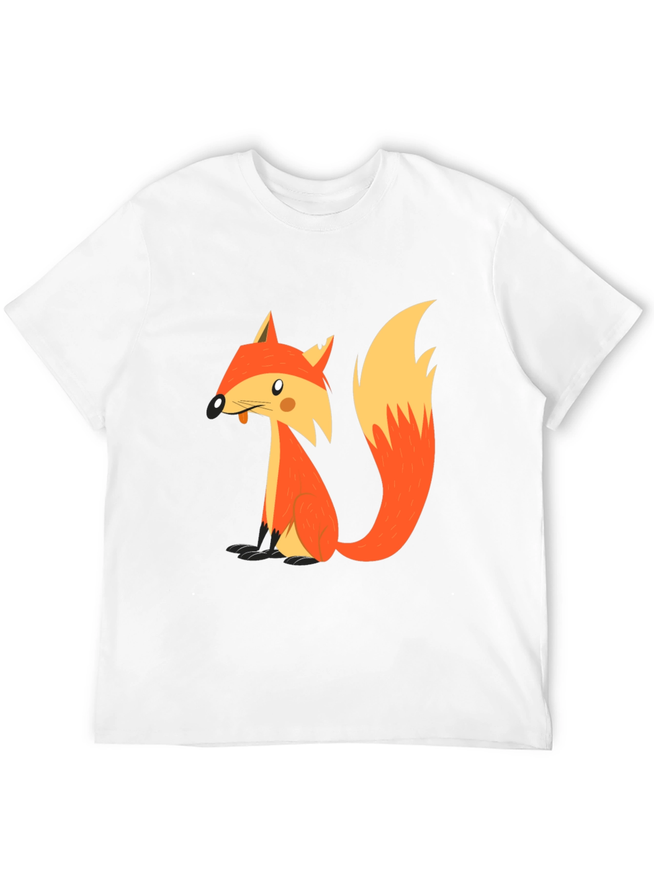Cartoon Fox Graphic T-Shirt - Black