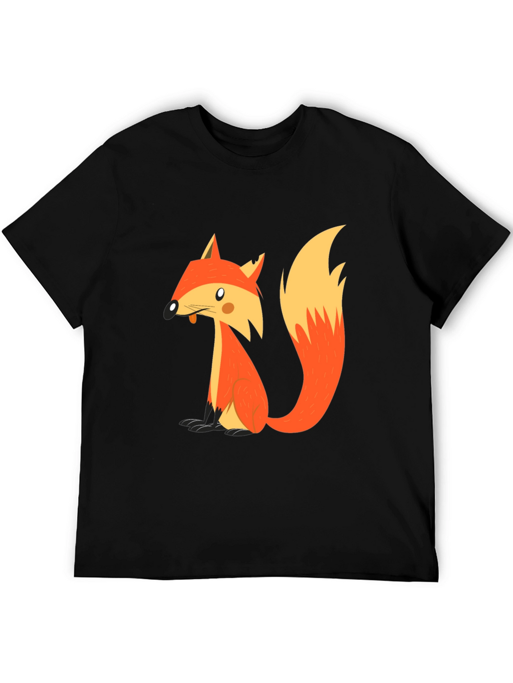 Cartoon Fox Graphic T-Shirt - Black