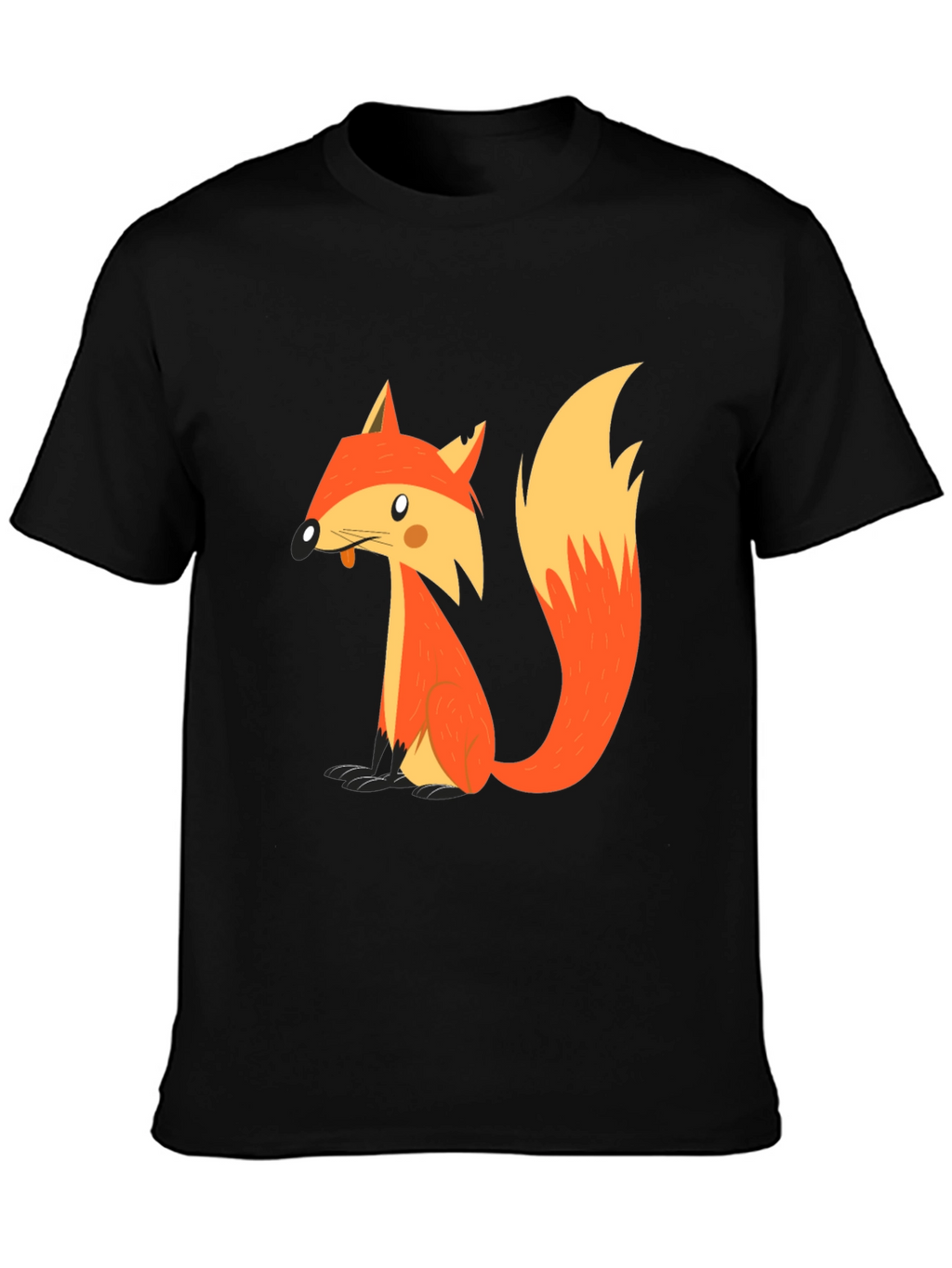 Cartoon Fox Graphic T-Shirt - Black