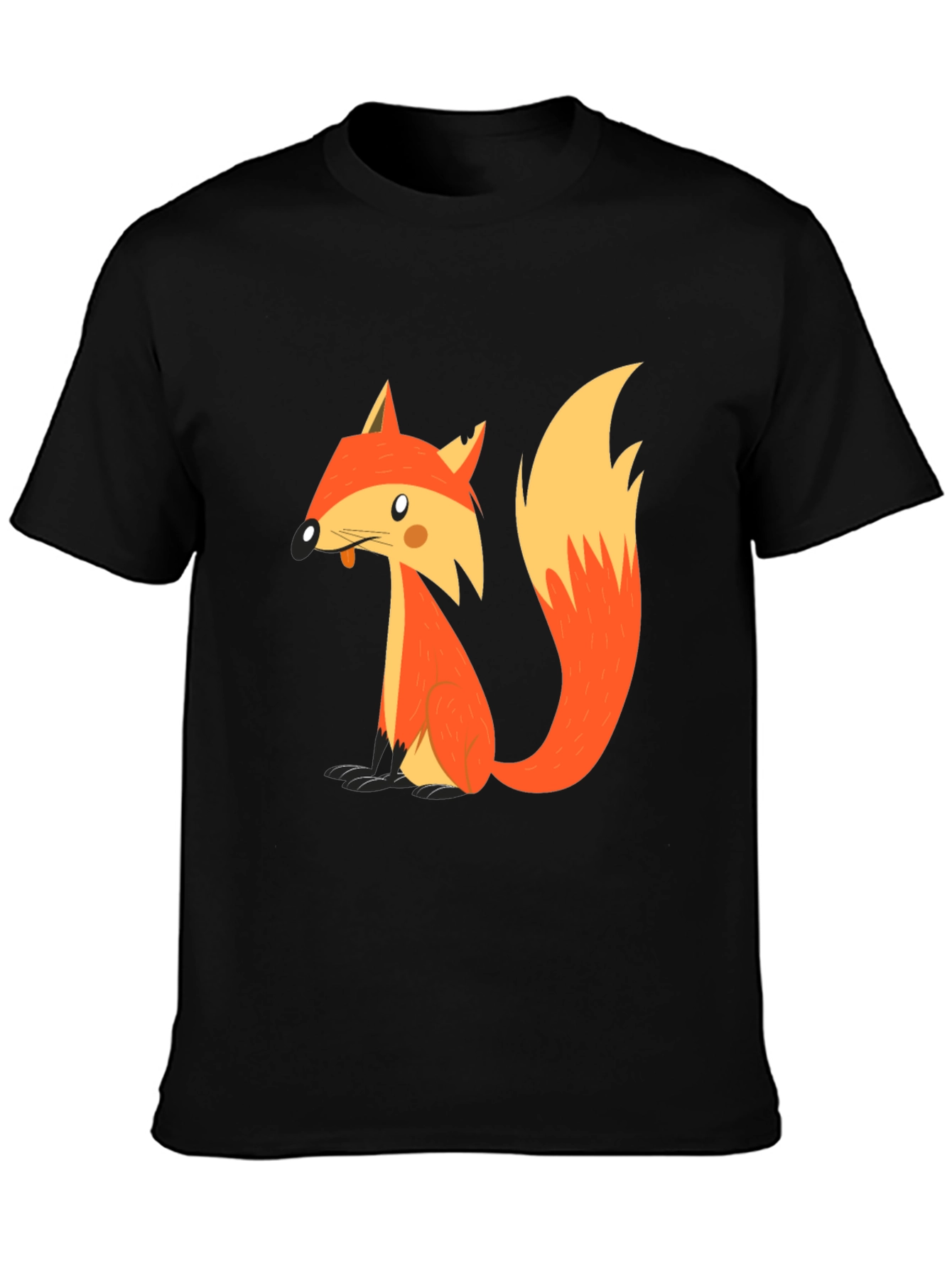 Cartoon Fox Graphic T-Shirt - Black