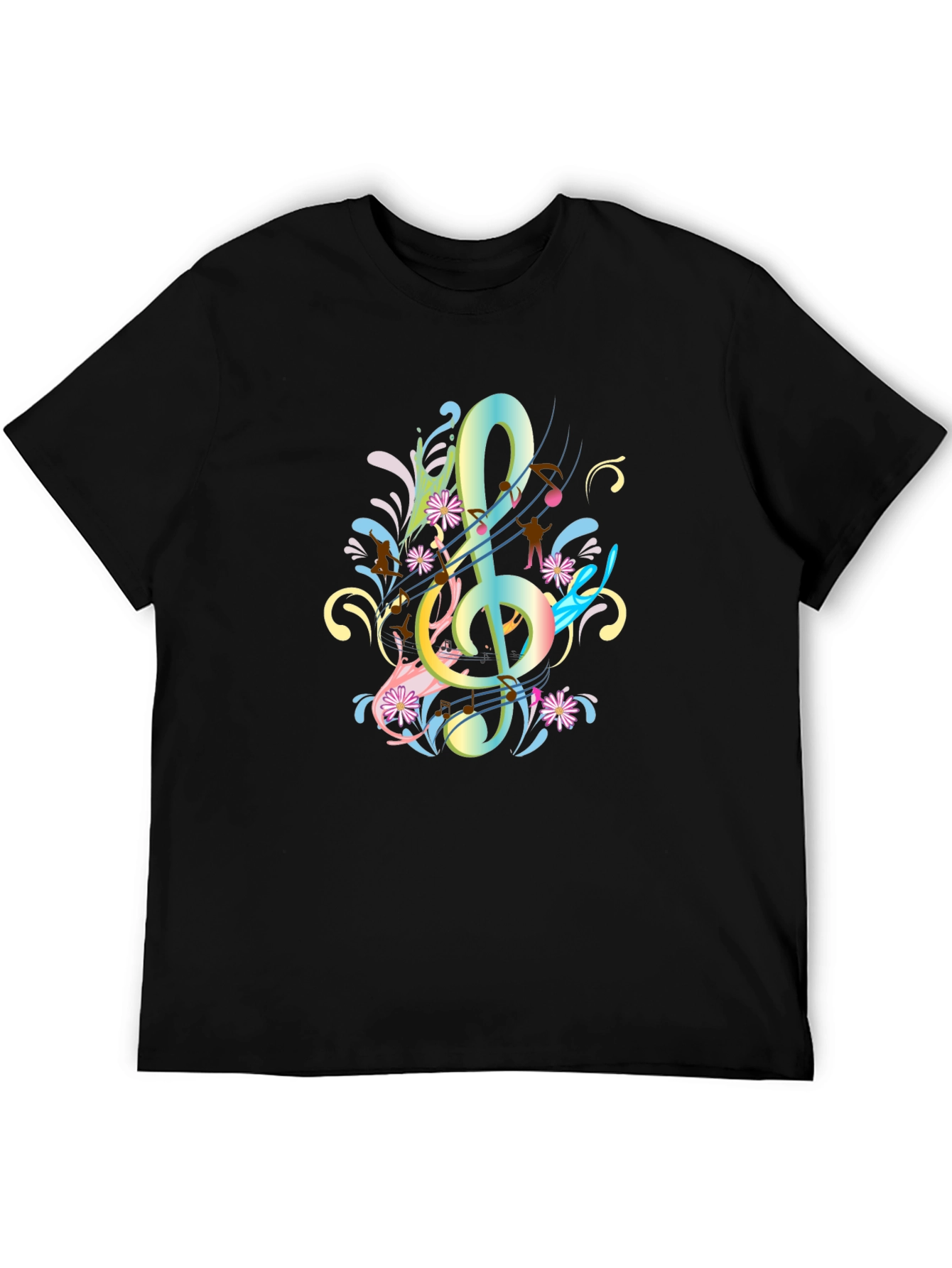 Musical Treble Clef Graphic Tee - Black
