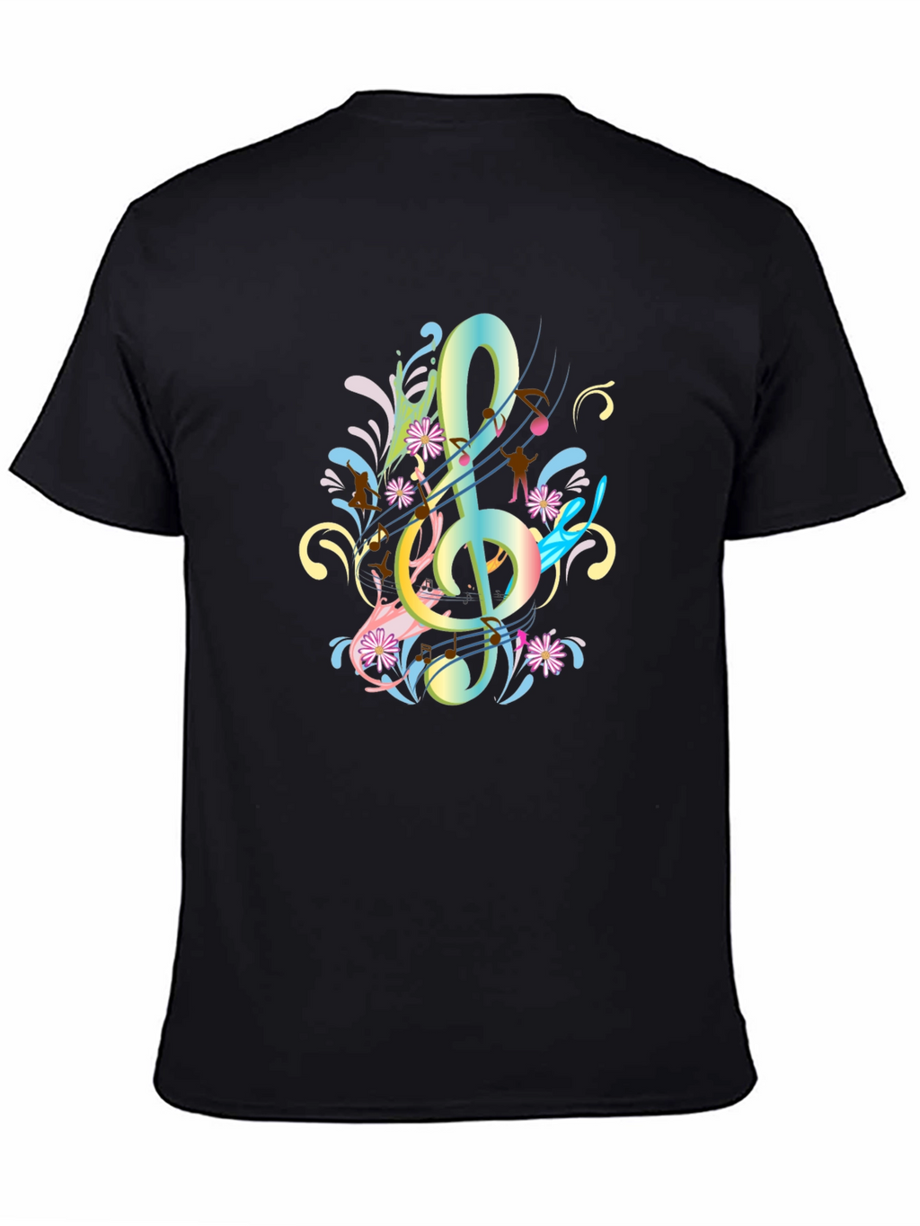 Musical Treble Clef Graphic Tee - Black