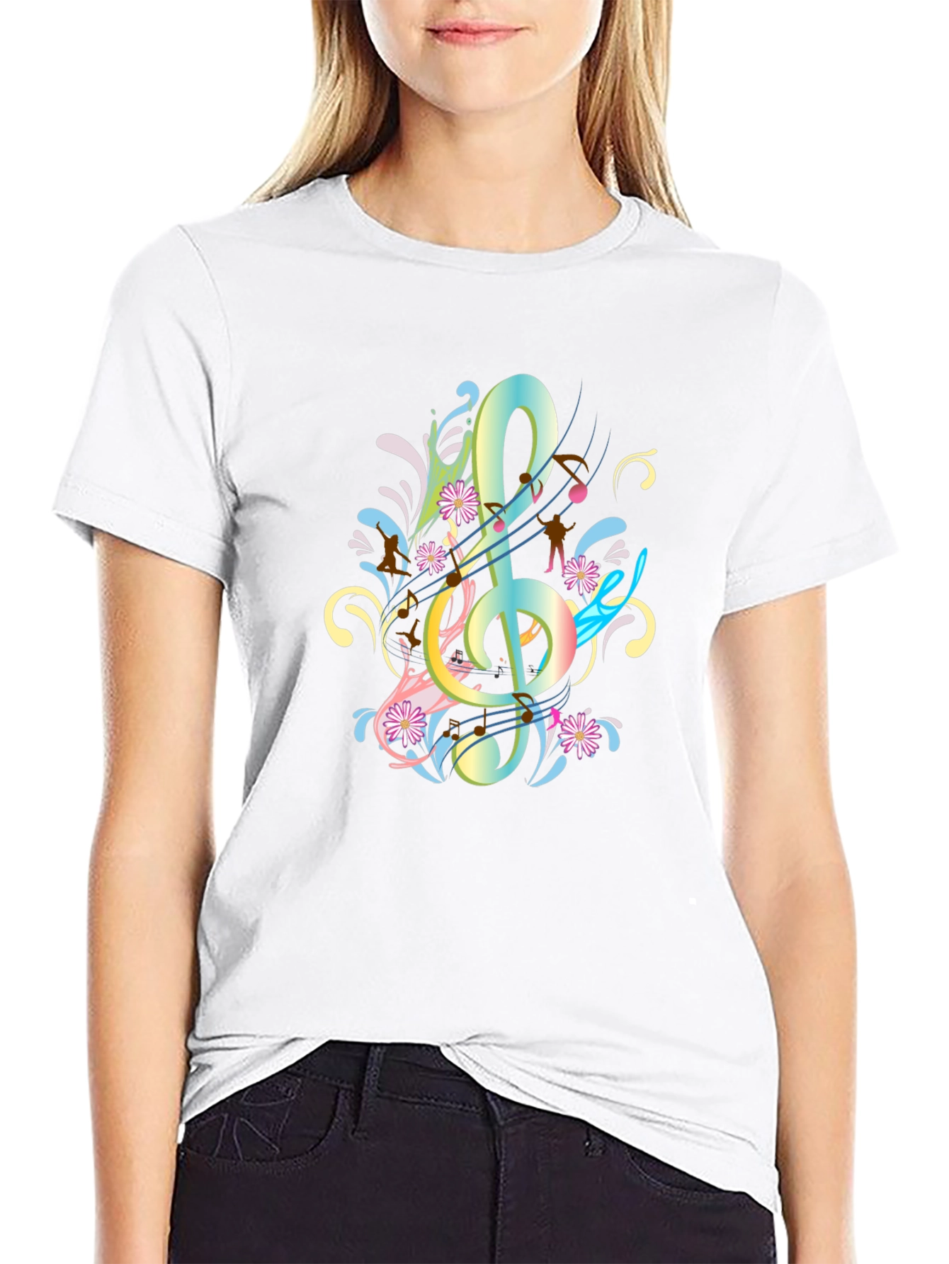 Musical Treble Clef Graphic Tee - Black