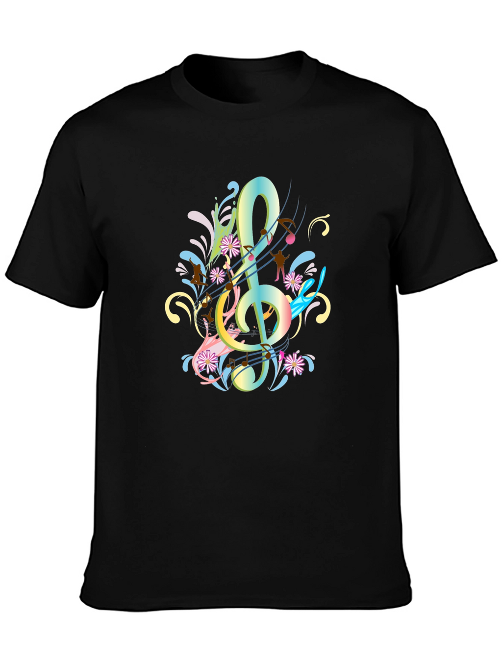 Musical Treble Clef Graphic Tee - Black