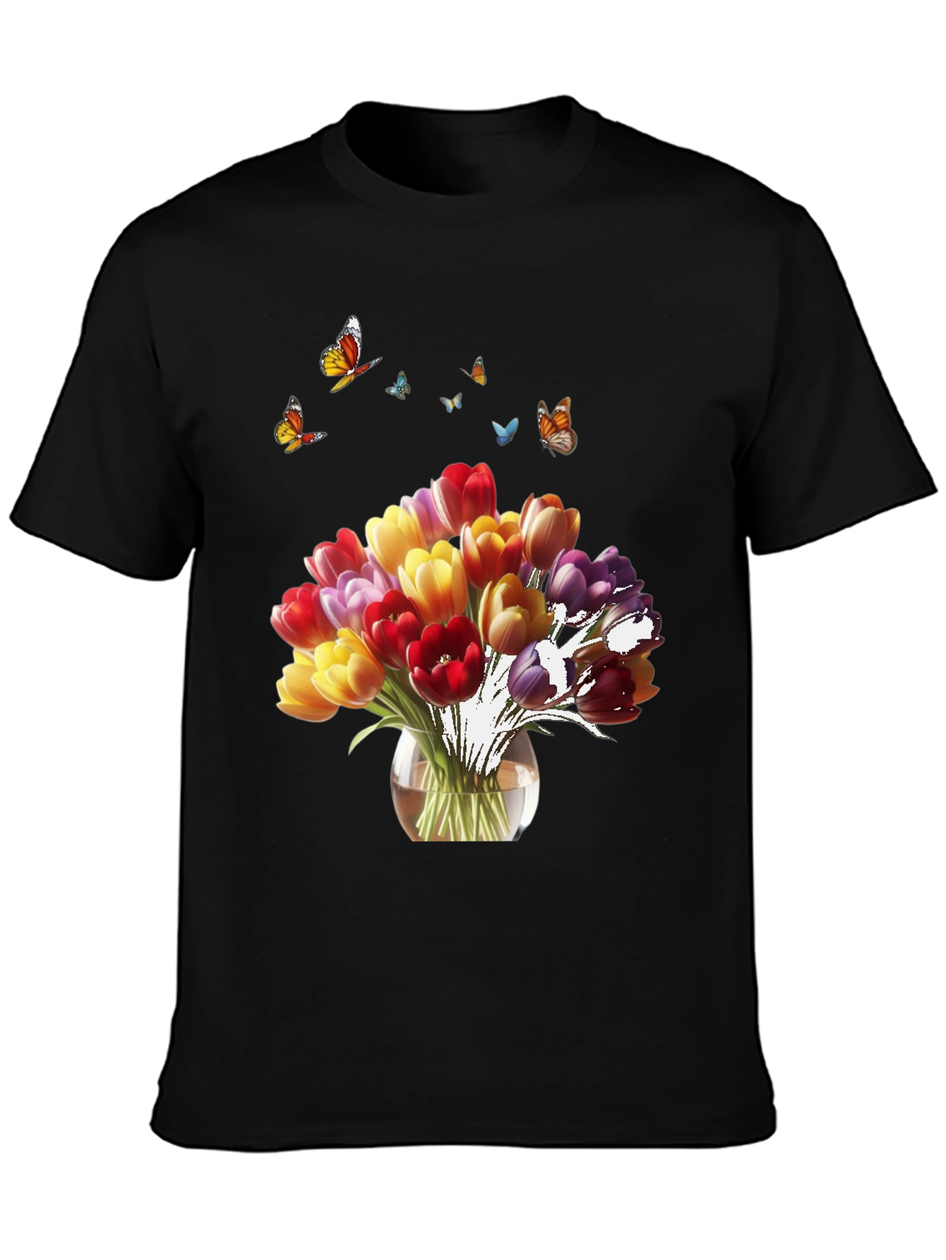 Floral Tulips & Butterflies T-Shirt