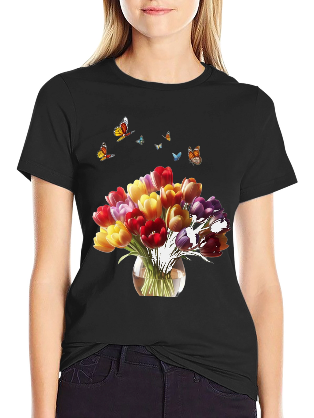 Floral Tulips & Butterflies T-Shirt
