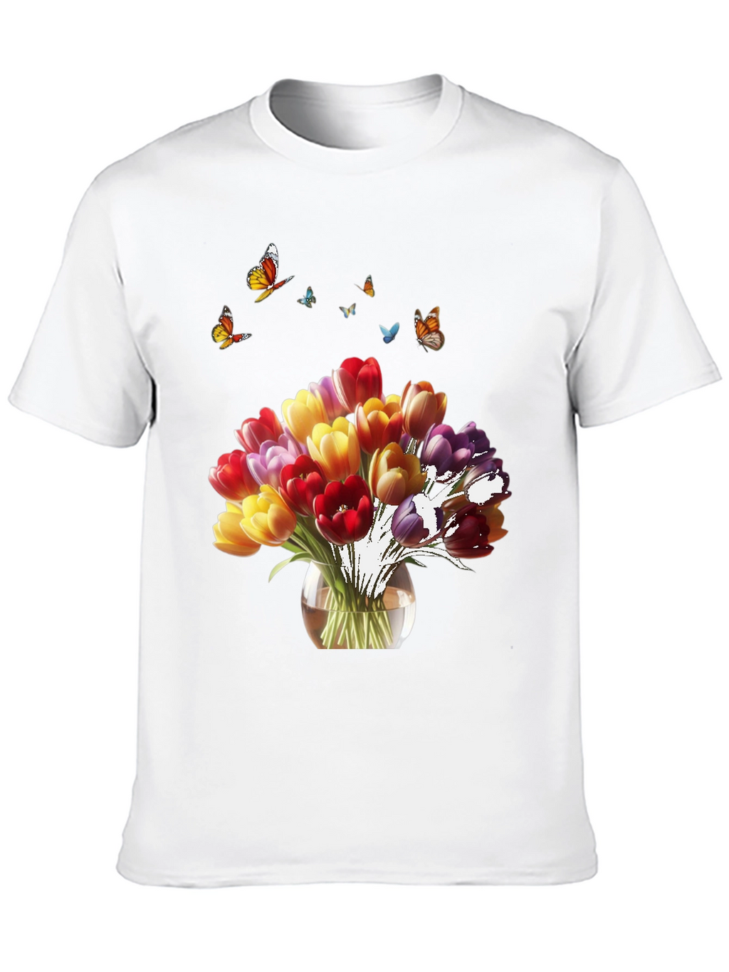 Floral Tulips & Butterflies T-Shirt