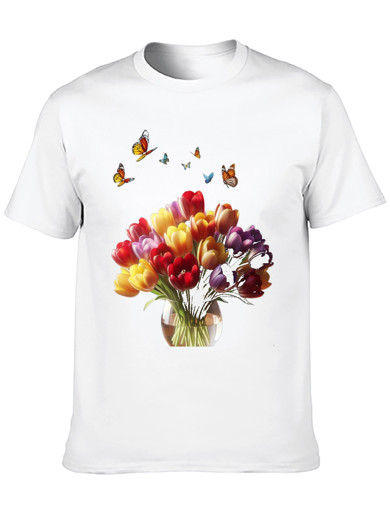 Floral Tulips & Butterflies T-Shirt