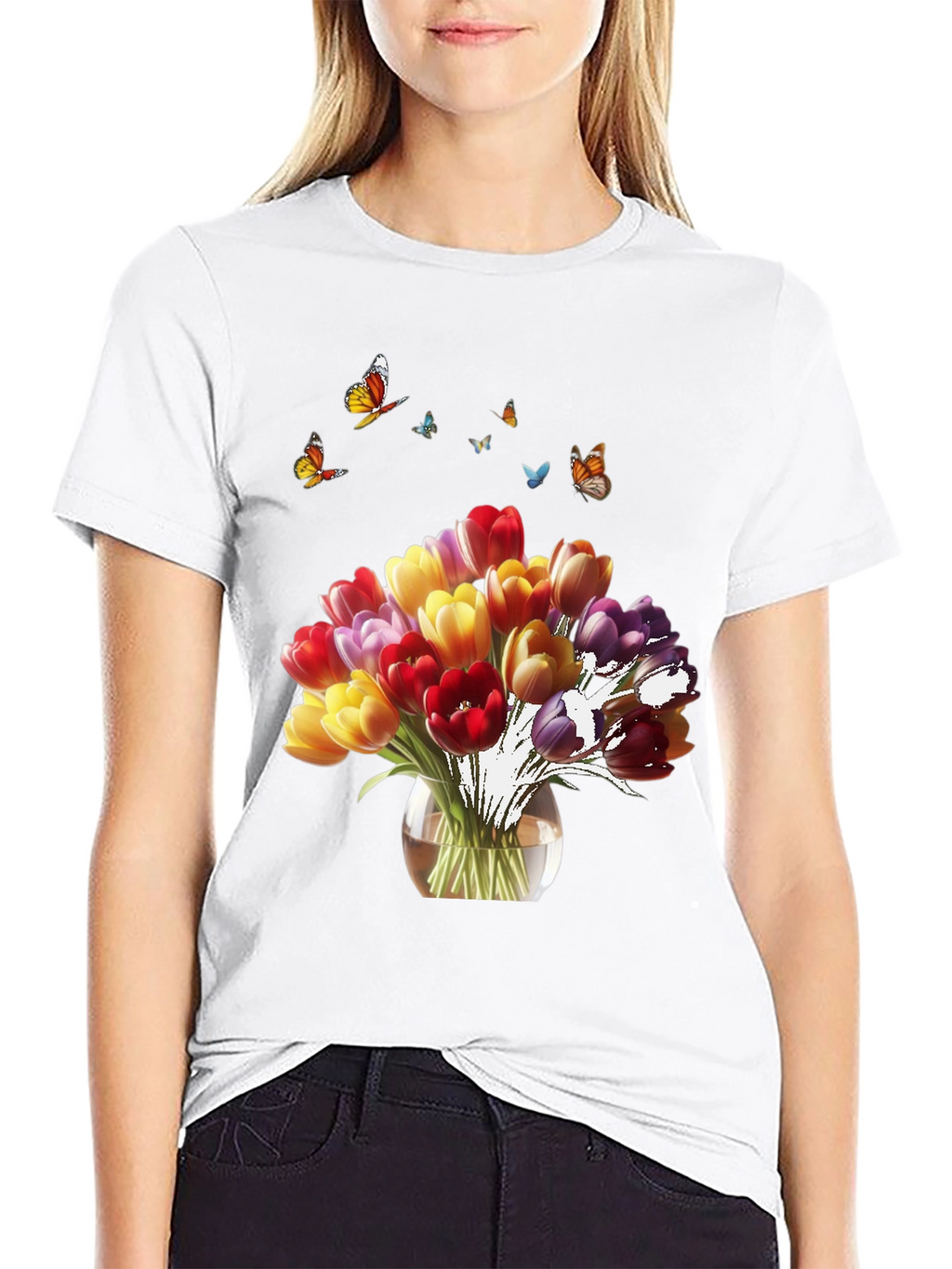 Floral Tulips & Butterflies T-Shirt