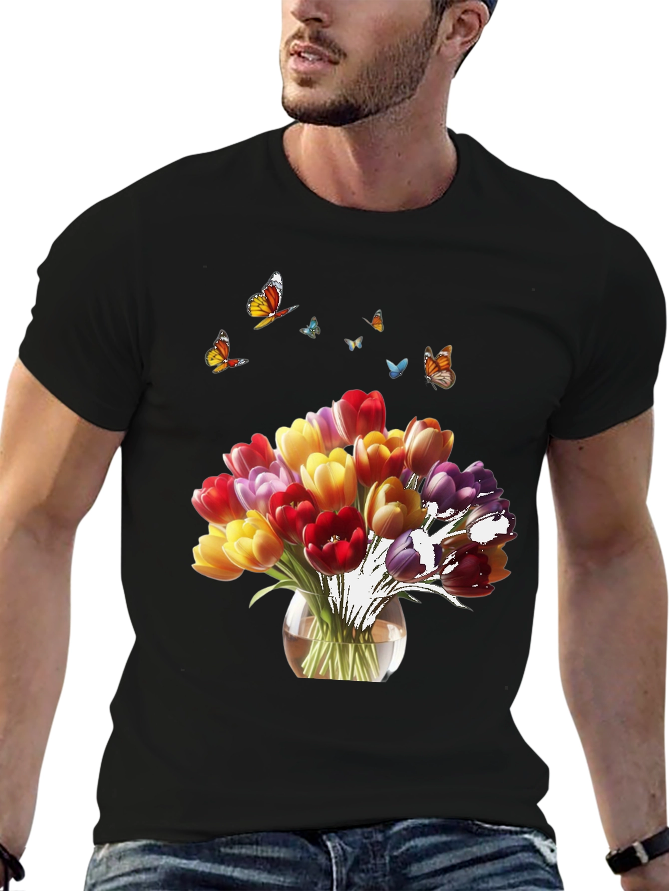 Floral Tulips & Butterflies T-Shirt