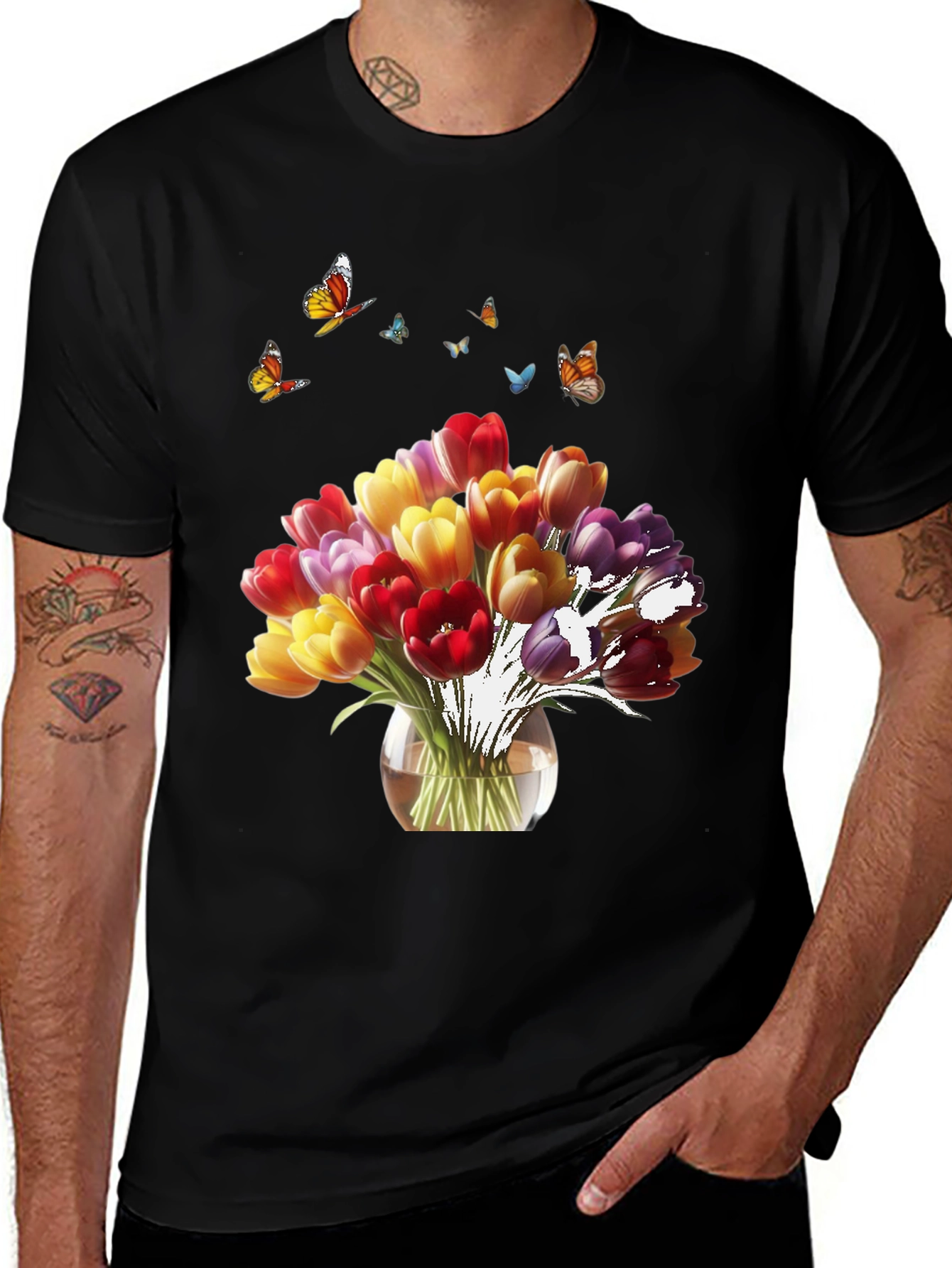 Floral Tulips & Butterflies T-Shirt