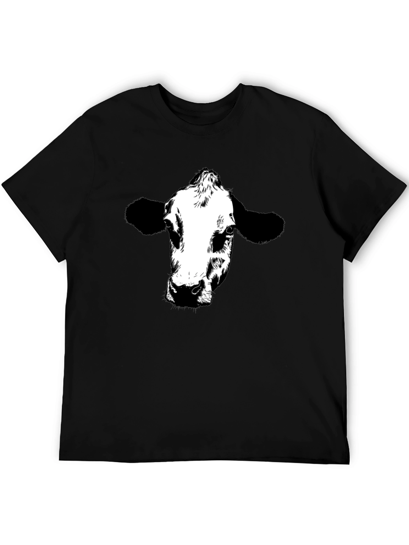 Cow Graphic Tee - Black Cotton T-Shirt