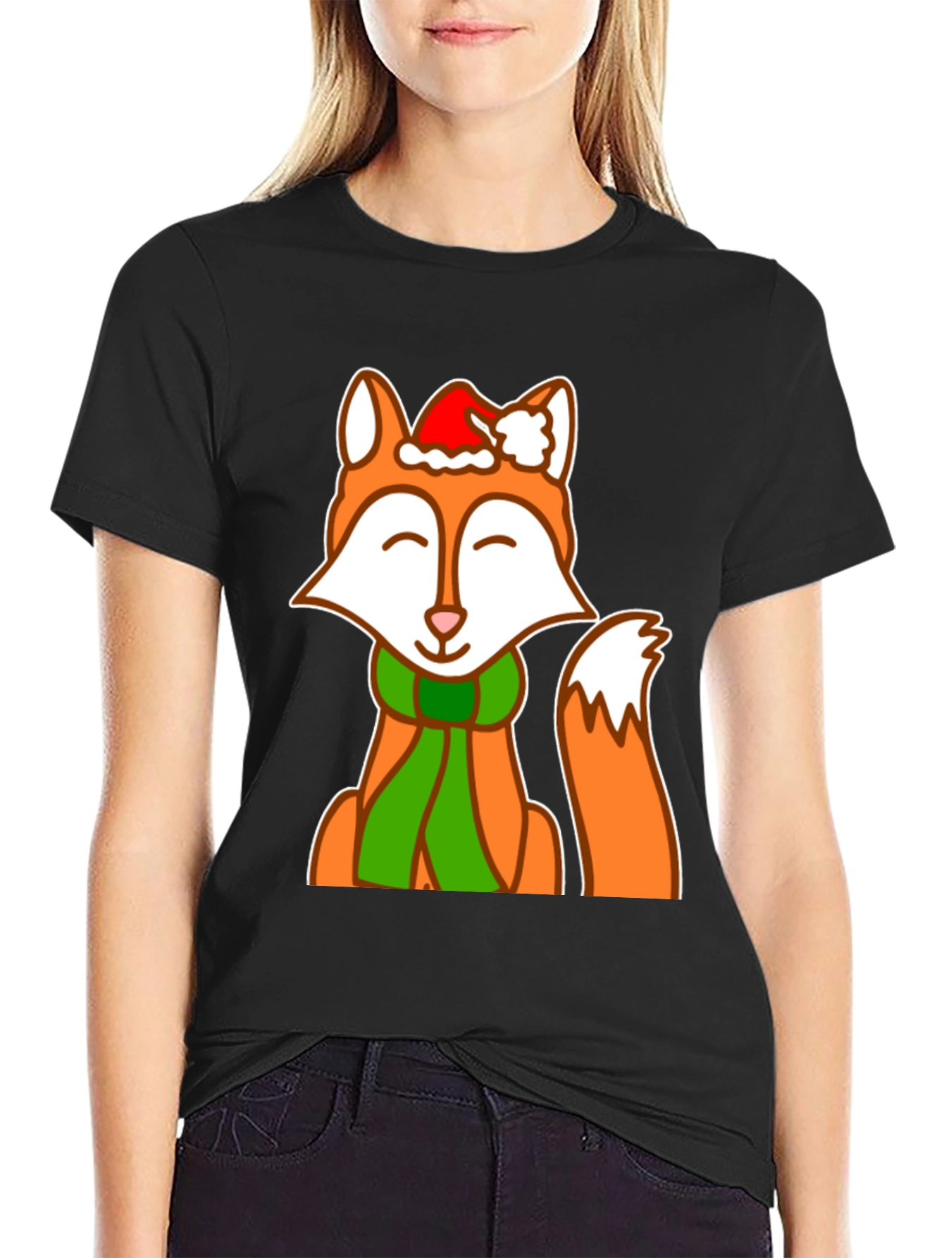 Festive Fox Graphic Tee - Holiday Cheer