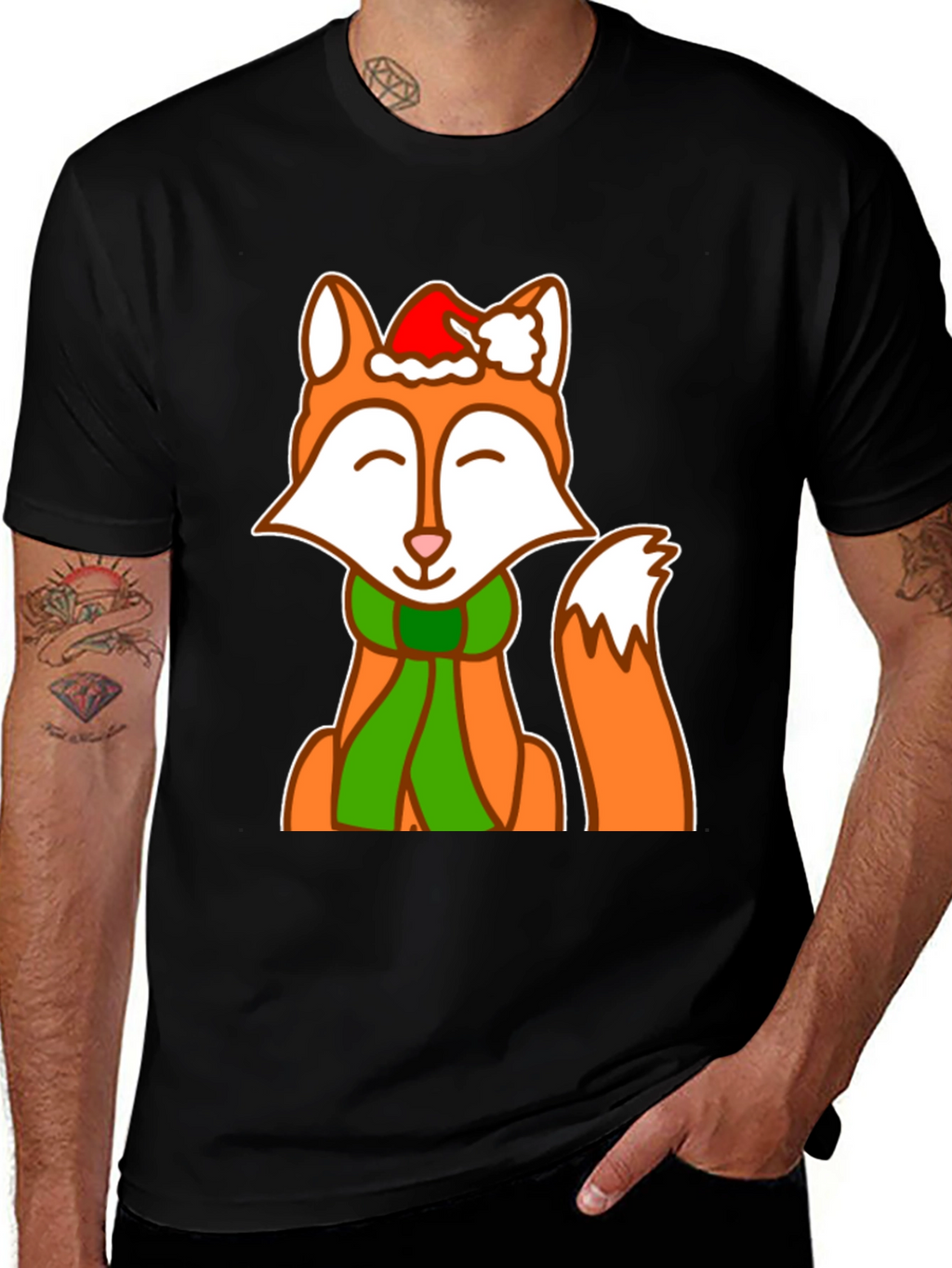Festive Fox Graphic Tee - Holiday Cheer