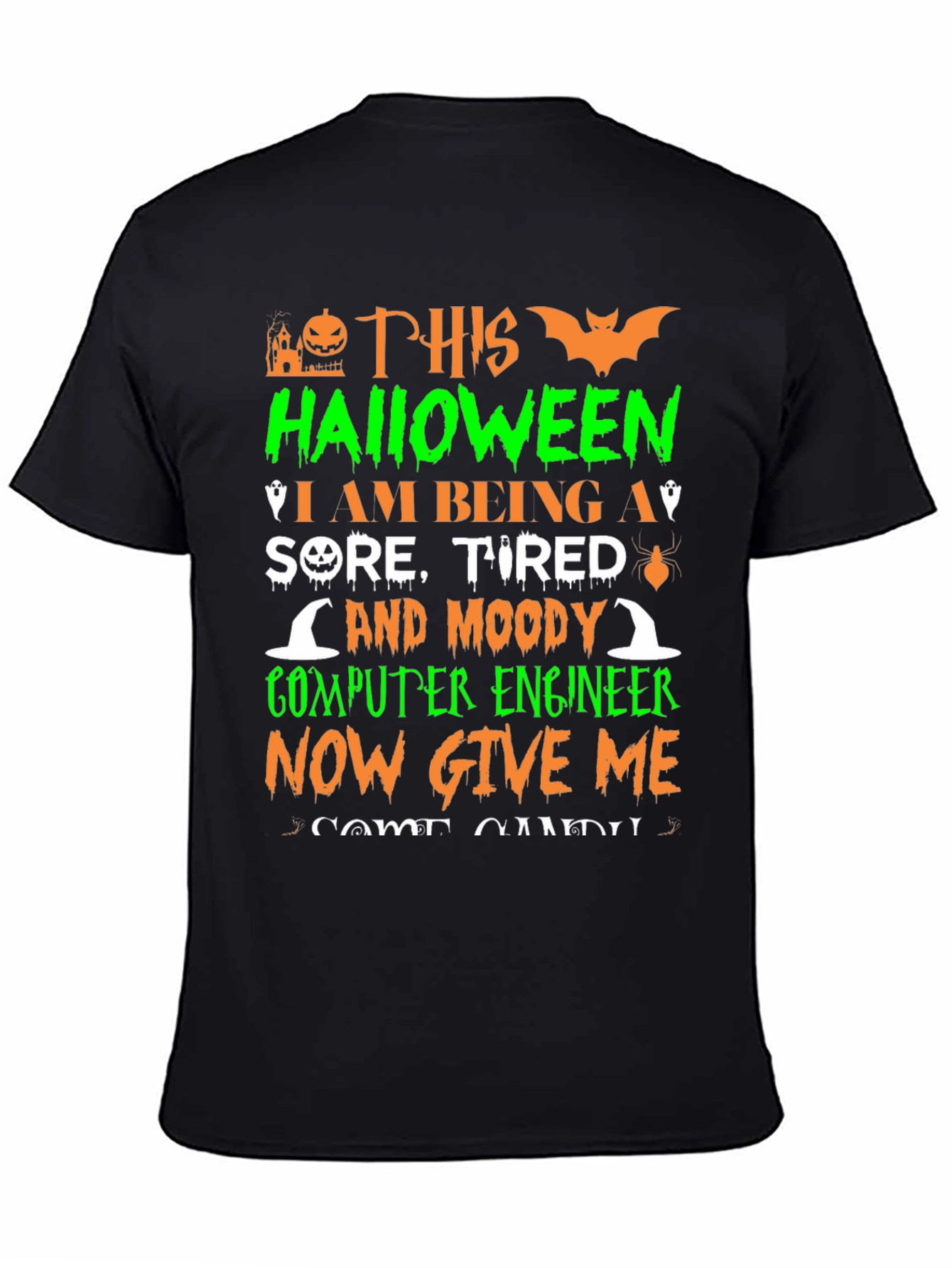 Halloween Computer Engineer Graphic T-Shirt
