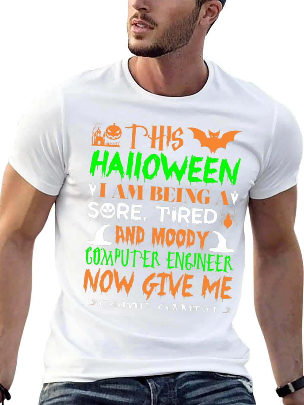 Halloween Computer Engineer Graphic T-Shirt