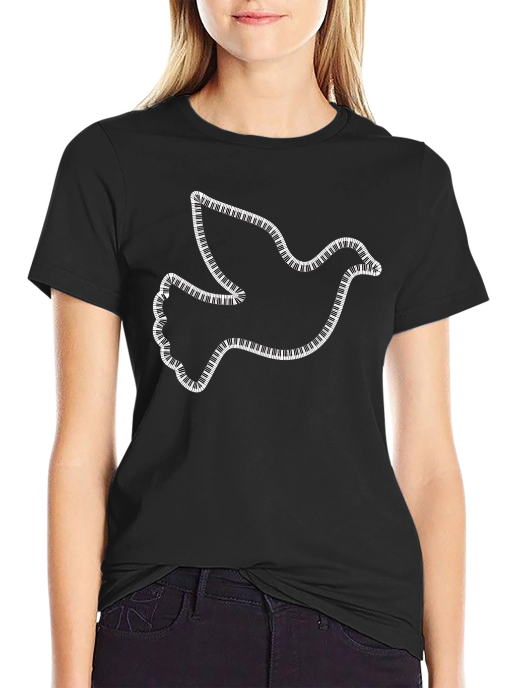 Dove Piano Keys Black T-Shirt