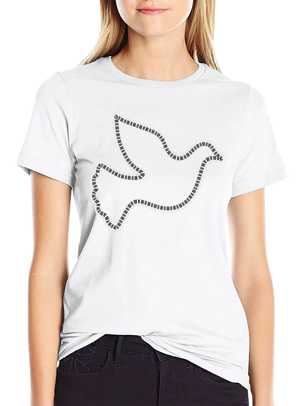 Dove Piano Keys Black T-Shirt