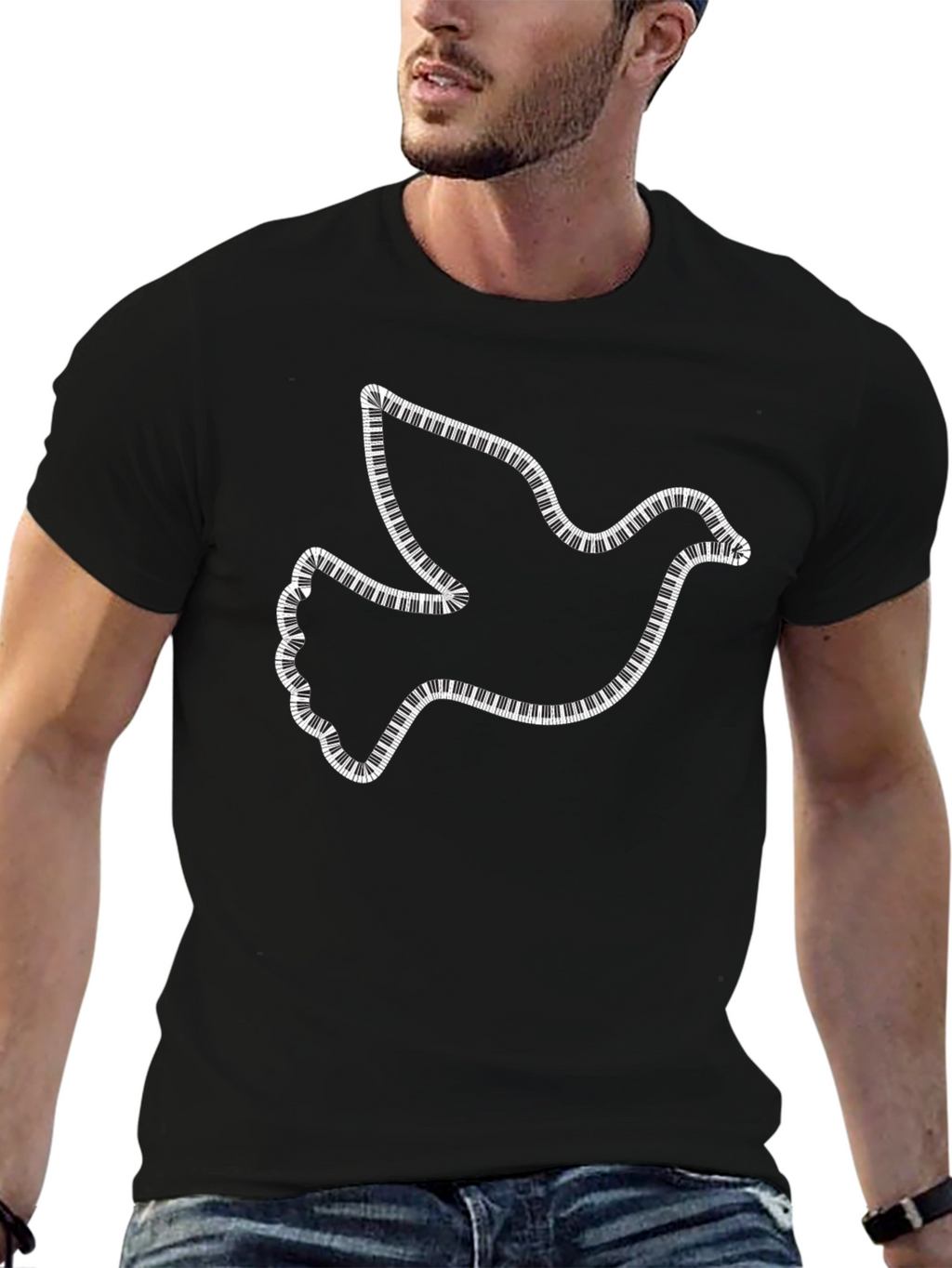 Dove Piano Keys Black T-Shirt