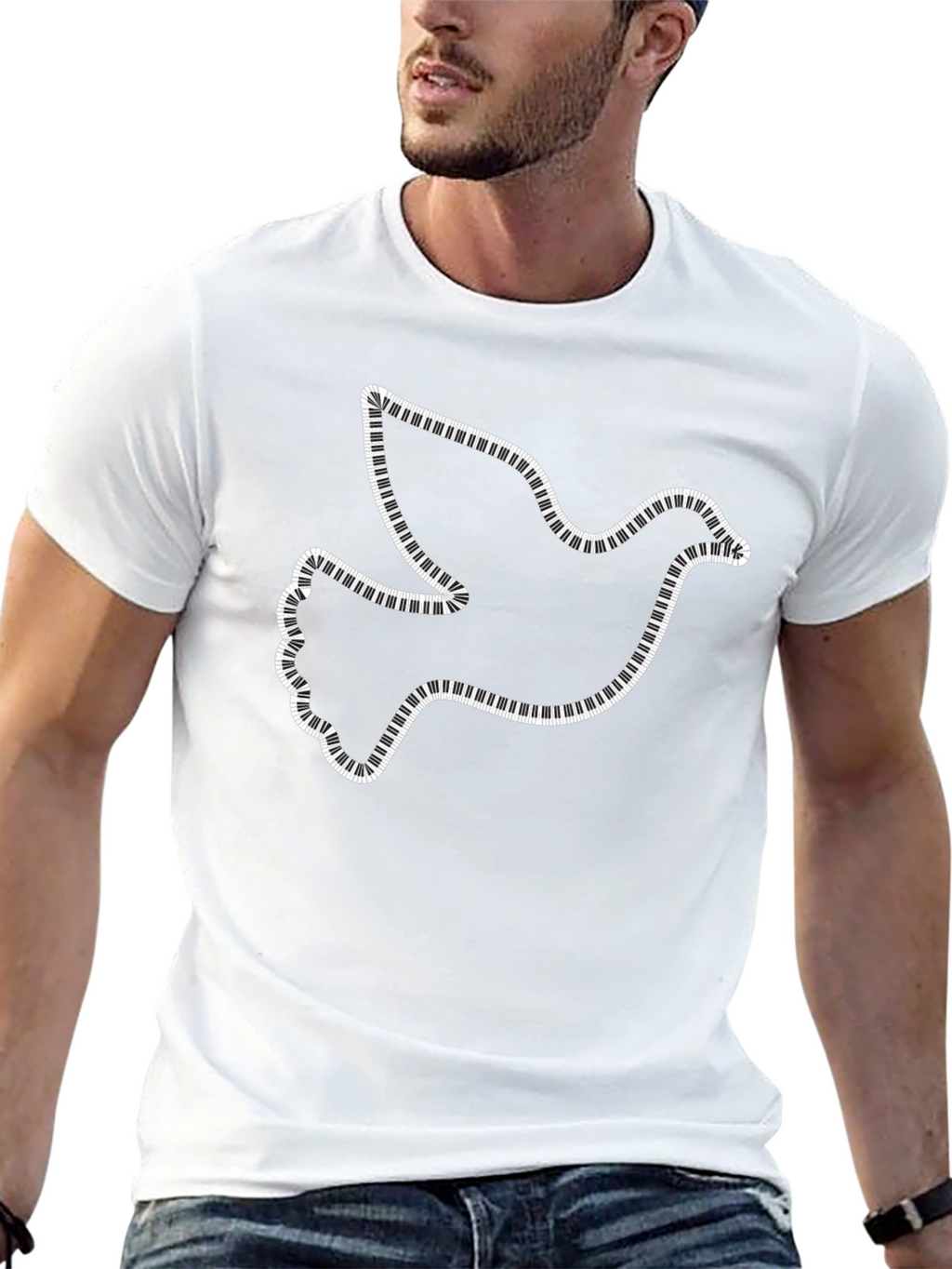 Dove Piano Keys Black T-Shirt