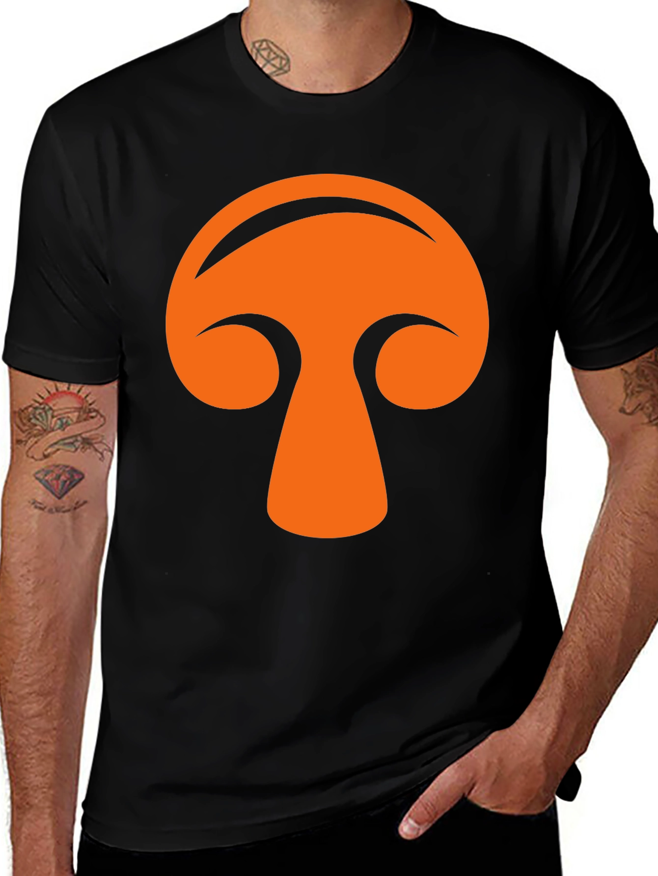 Funky Mushroom Graphic Tee - Black