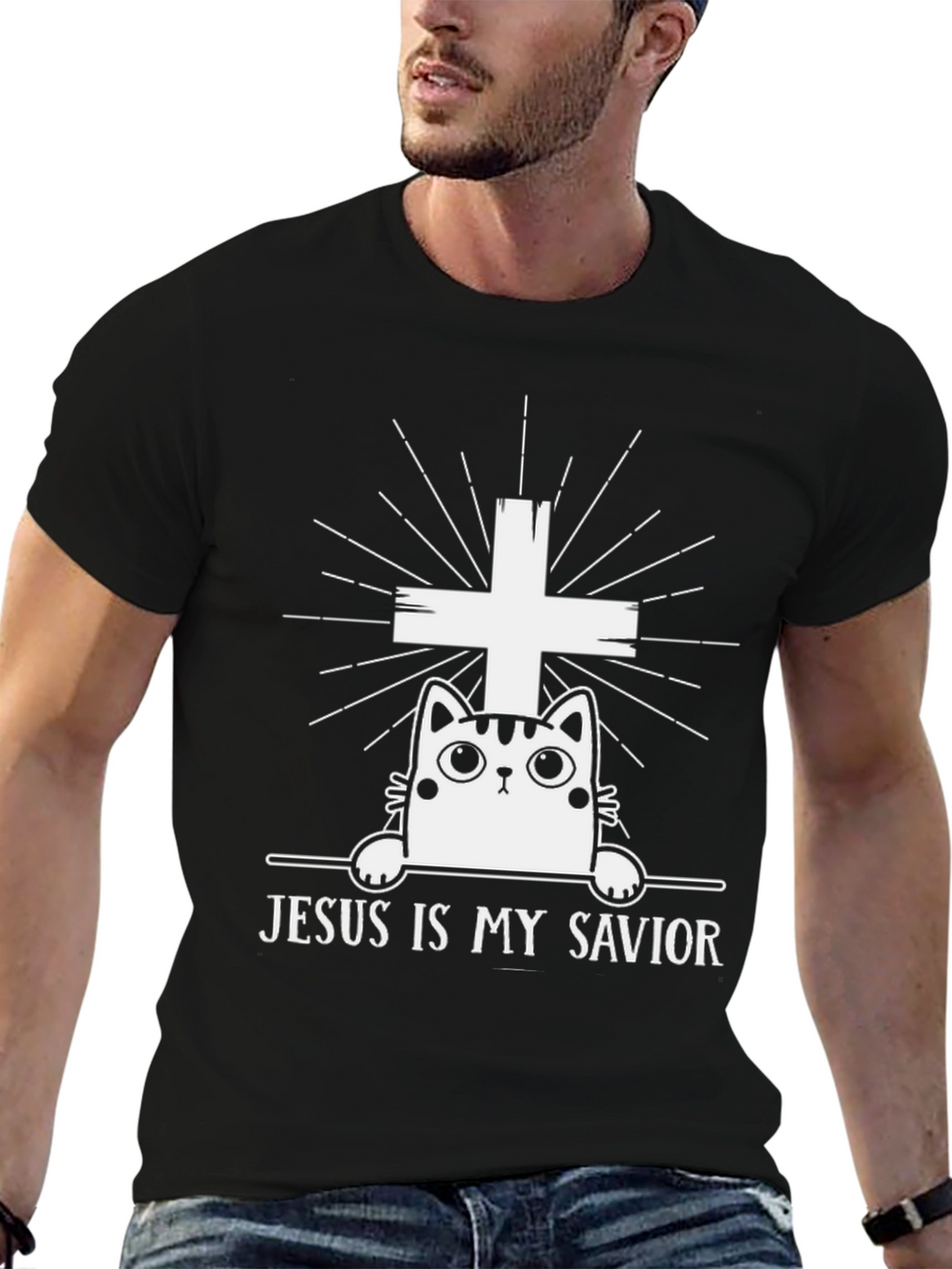 Jesus is My Savior Cat T-Shirt