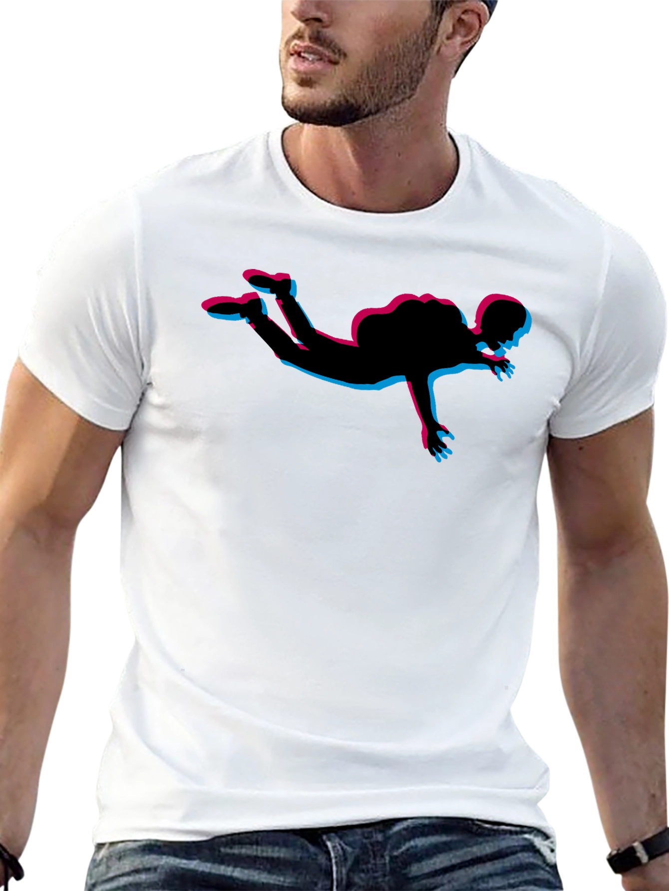 Skydiving Silhouette Graphic Tee - Black