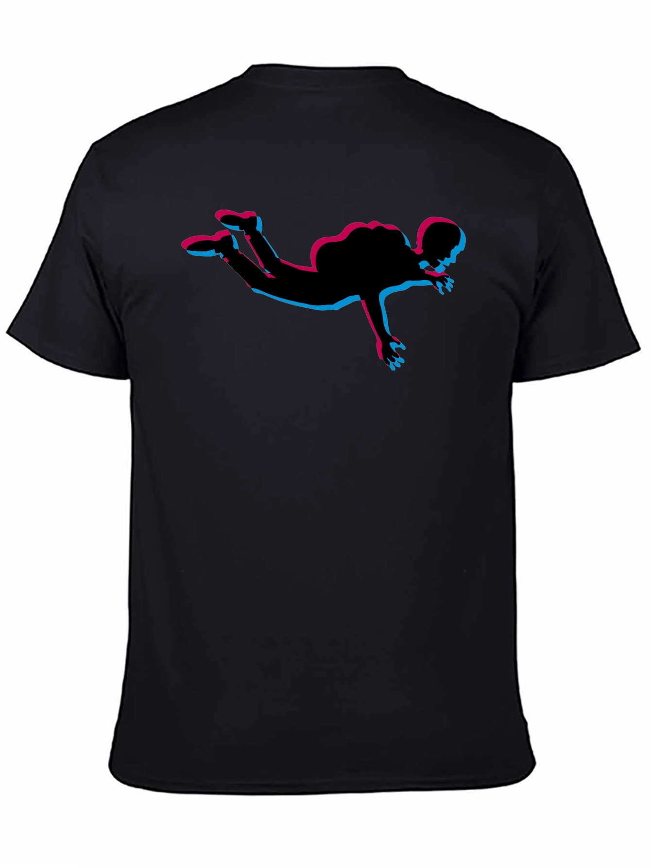 Skydiving Silhouette Graphic Tee - Black