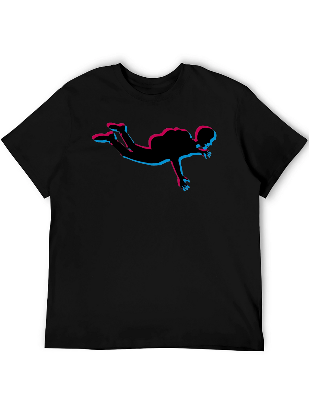 Skydiving Silhouette Graphic Tee - Black