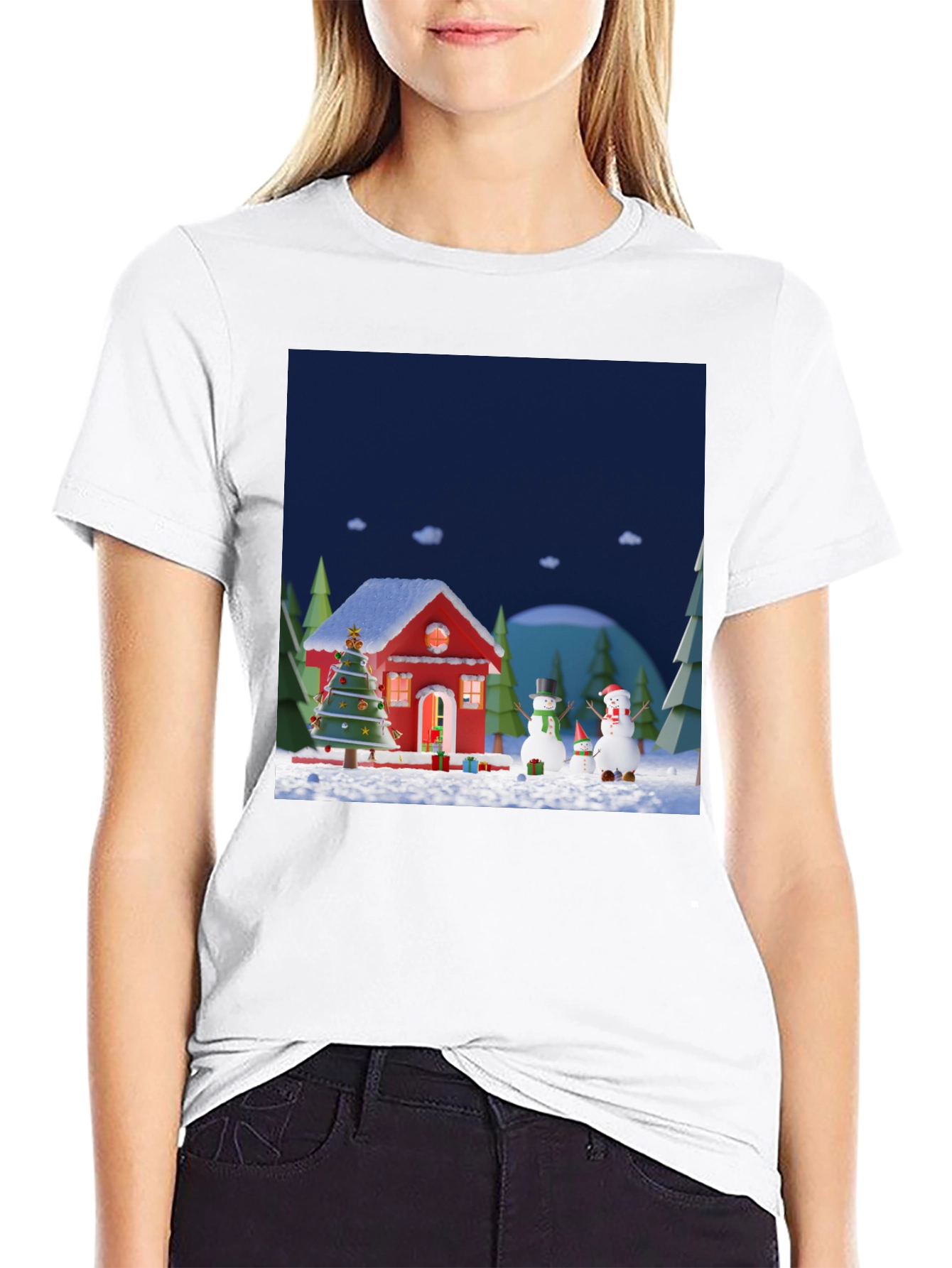 Festive Christmas T-Shirt with Holiday Scene