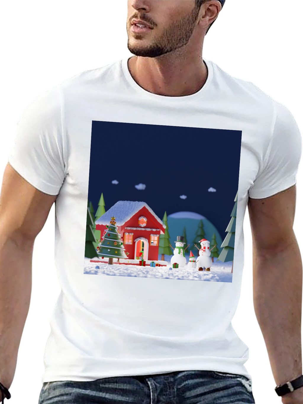 Festive Christmas T-Shirt with Holiday Scene