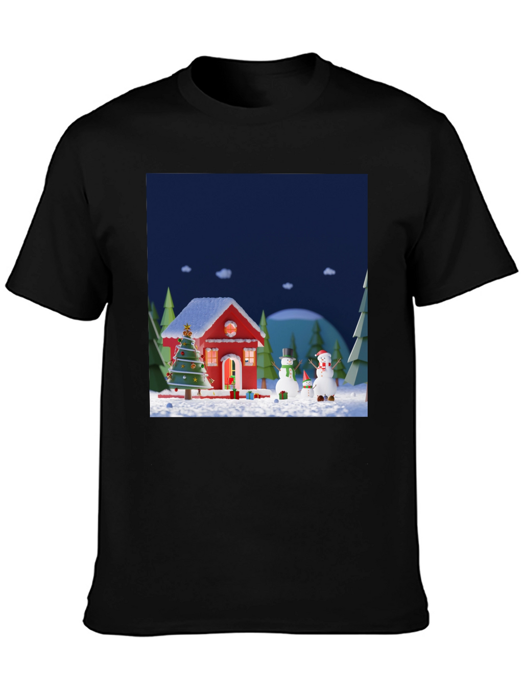 Festive Christmas T-Shirt with Holiday Scene