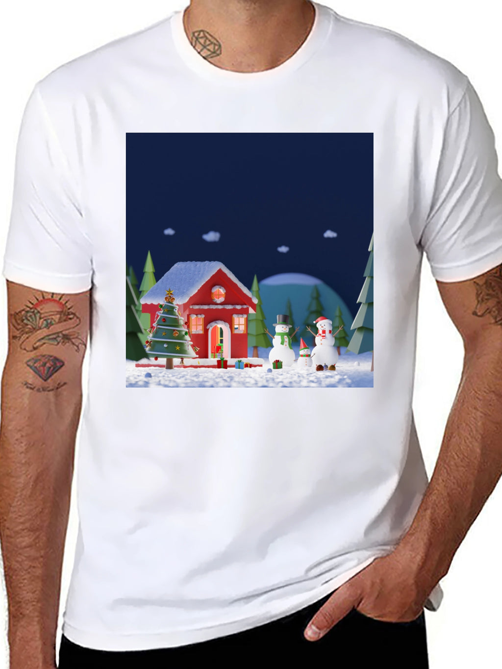 Festive Christmas T-Shirt with Holiday Scene