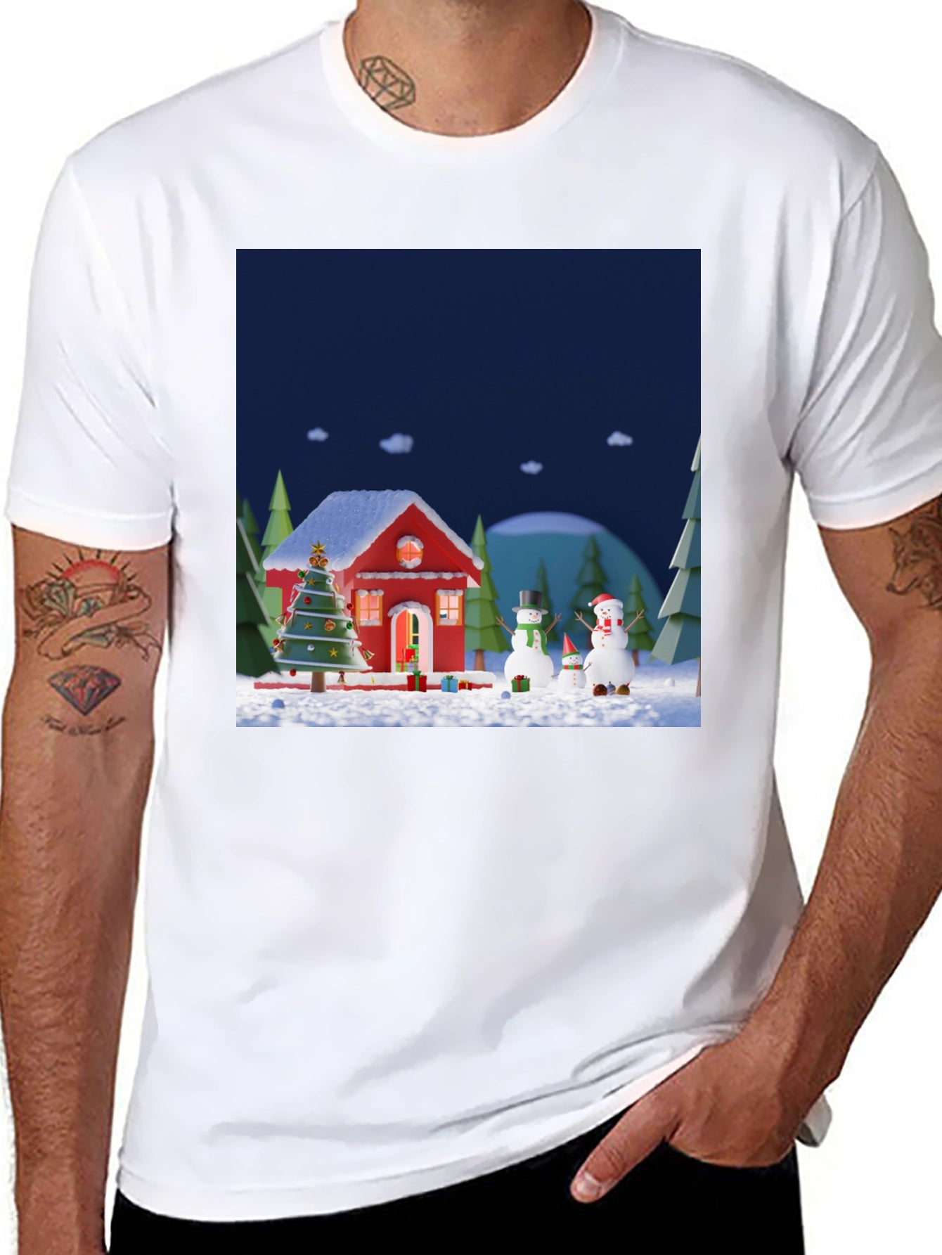 Festive Christmas T-Shirt with Holiday Scene
