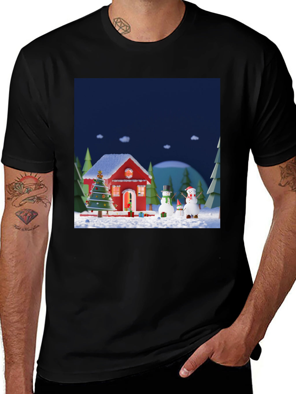 Festive Christmas T-Shirt with Holiday Scene